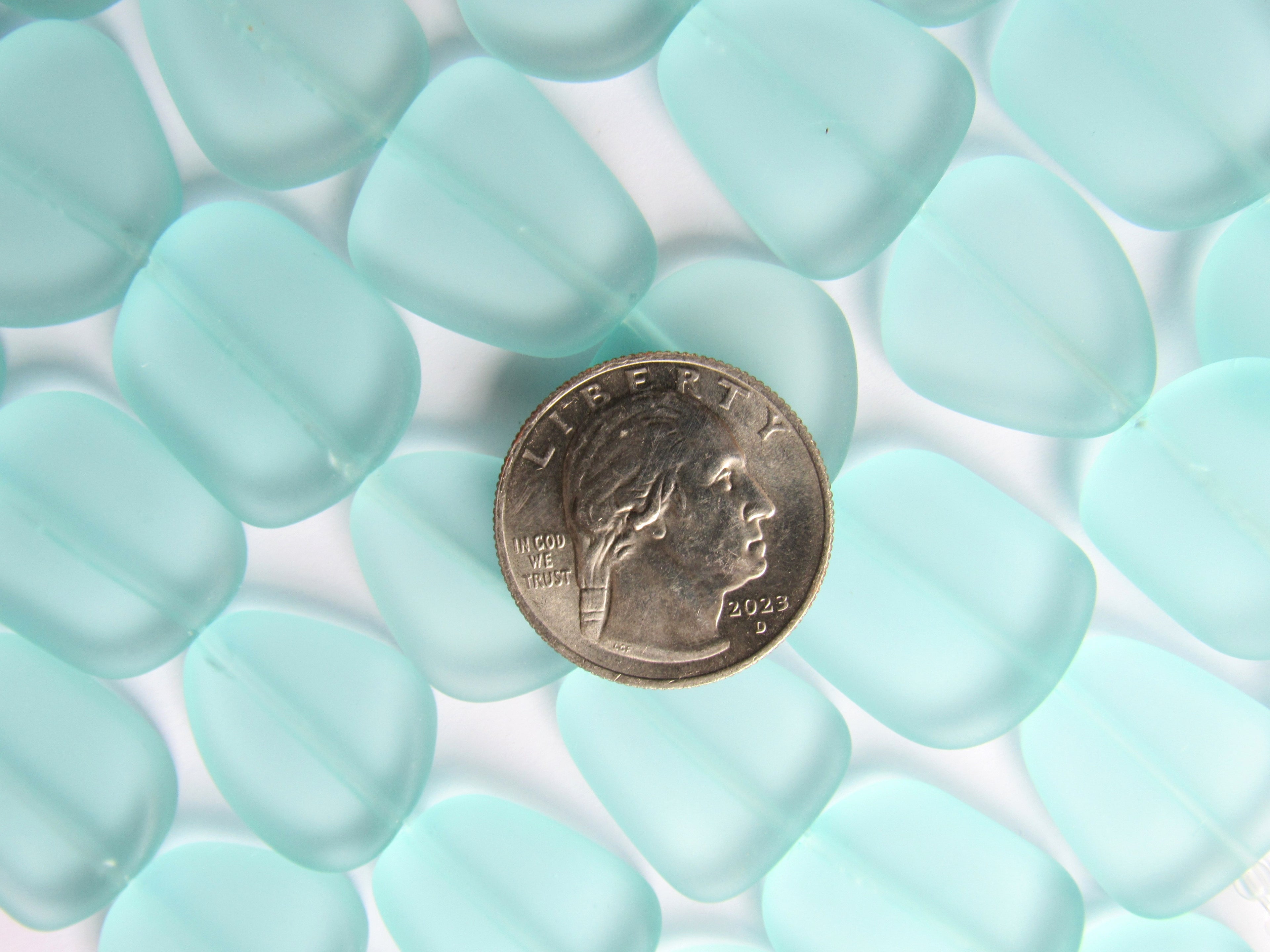 Light Seafoam Sea Glass Beads 22-24mm - Cultured Freeform Beads