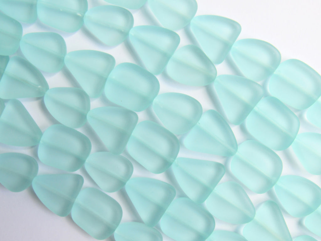 Cultured Sea Glass Beads - 15mm Seafoam Green Flat Frosted Bead supply