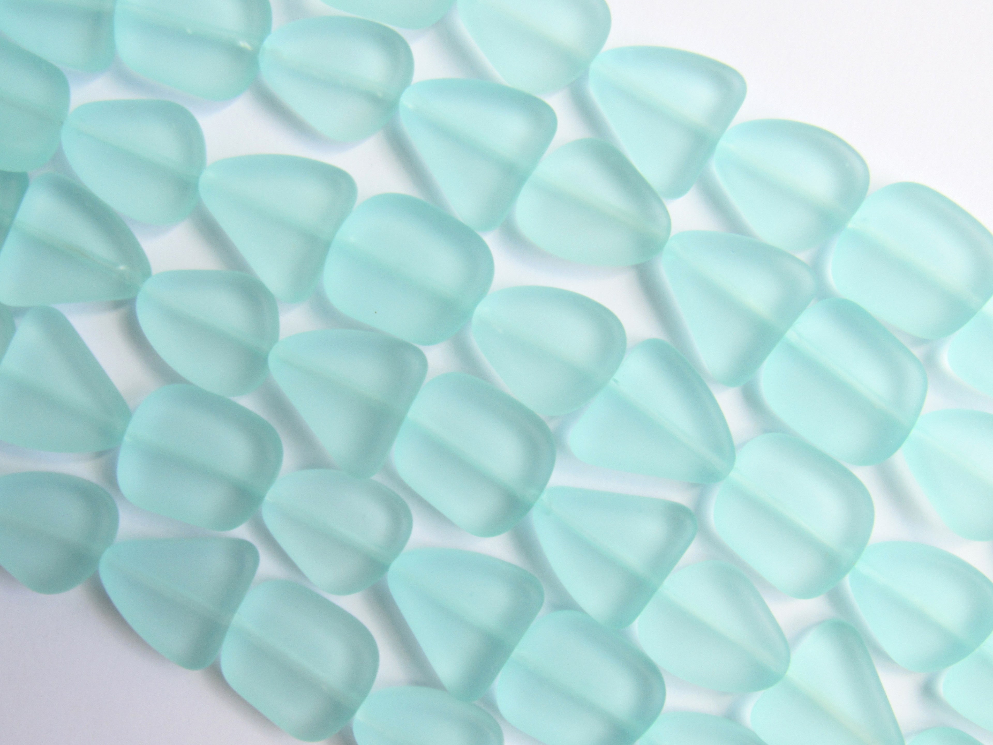 Cultured Sea Glass Beads - 15mm Seafoam Green Flat Frosted Bead supply