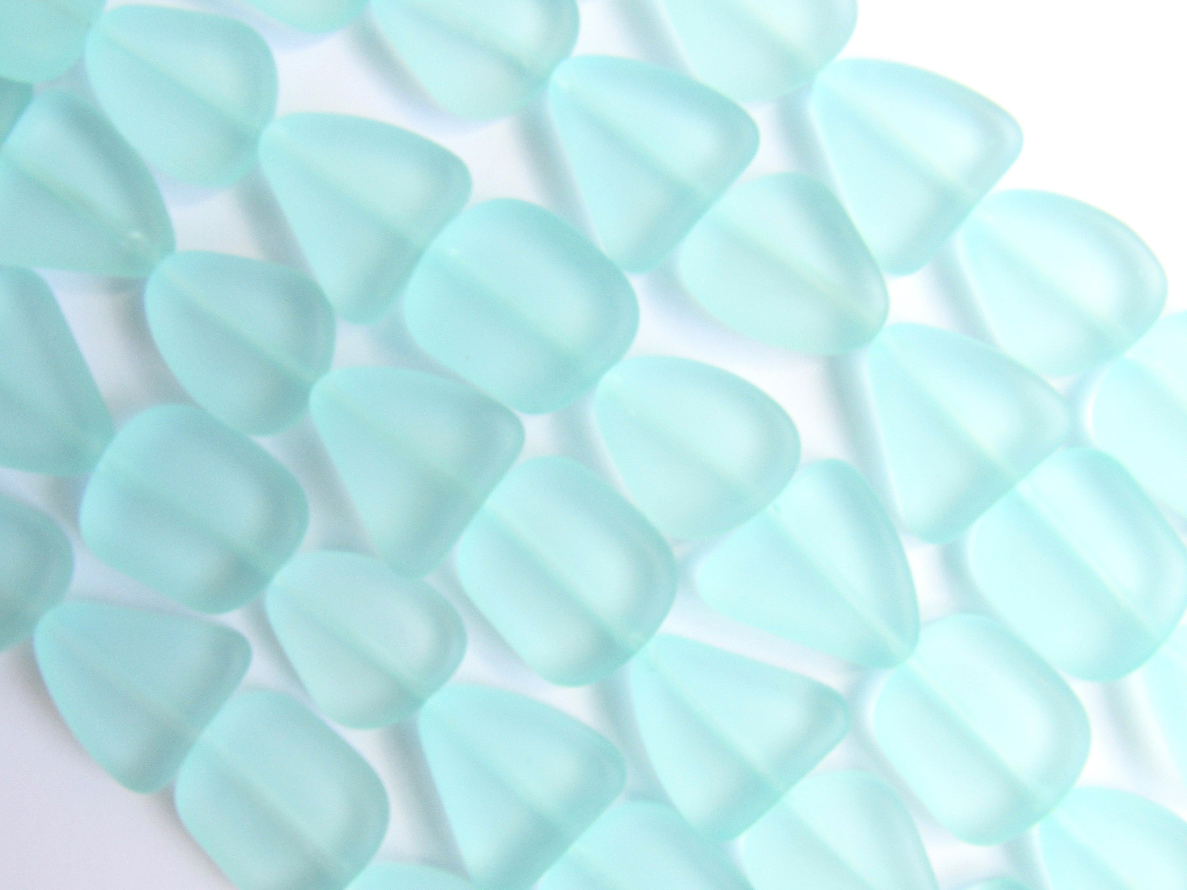 Cultured Sea Glass Beads - 15mm Seafoam Green Flat Frosted Bead supply