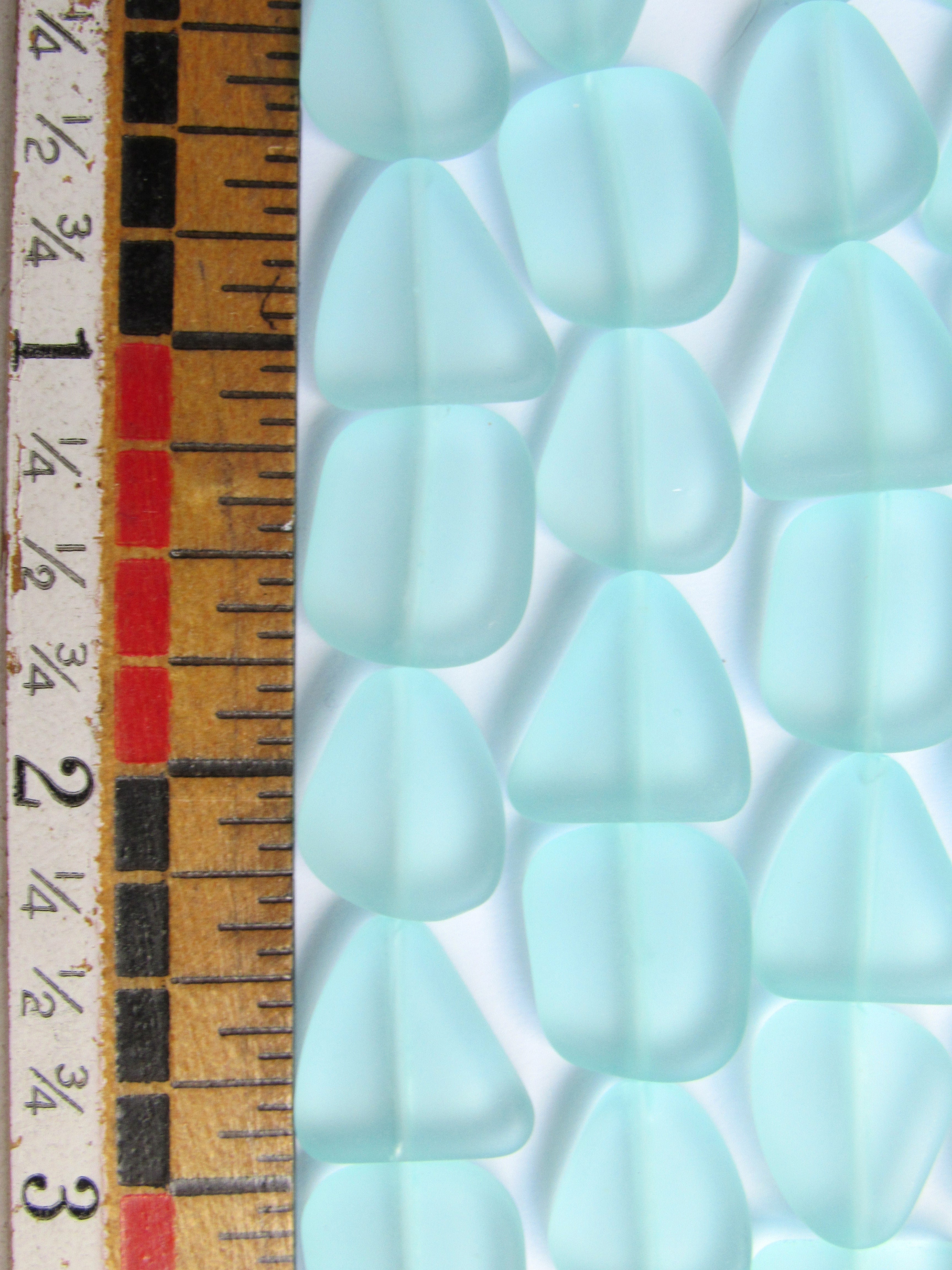 Cultured Sea Glass Beads - 15mm Seafoam Green Flat Frosted Bead supply