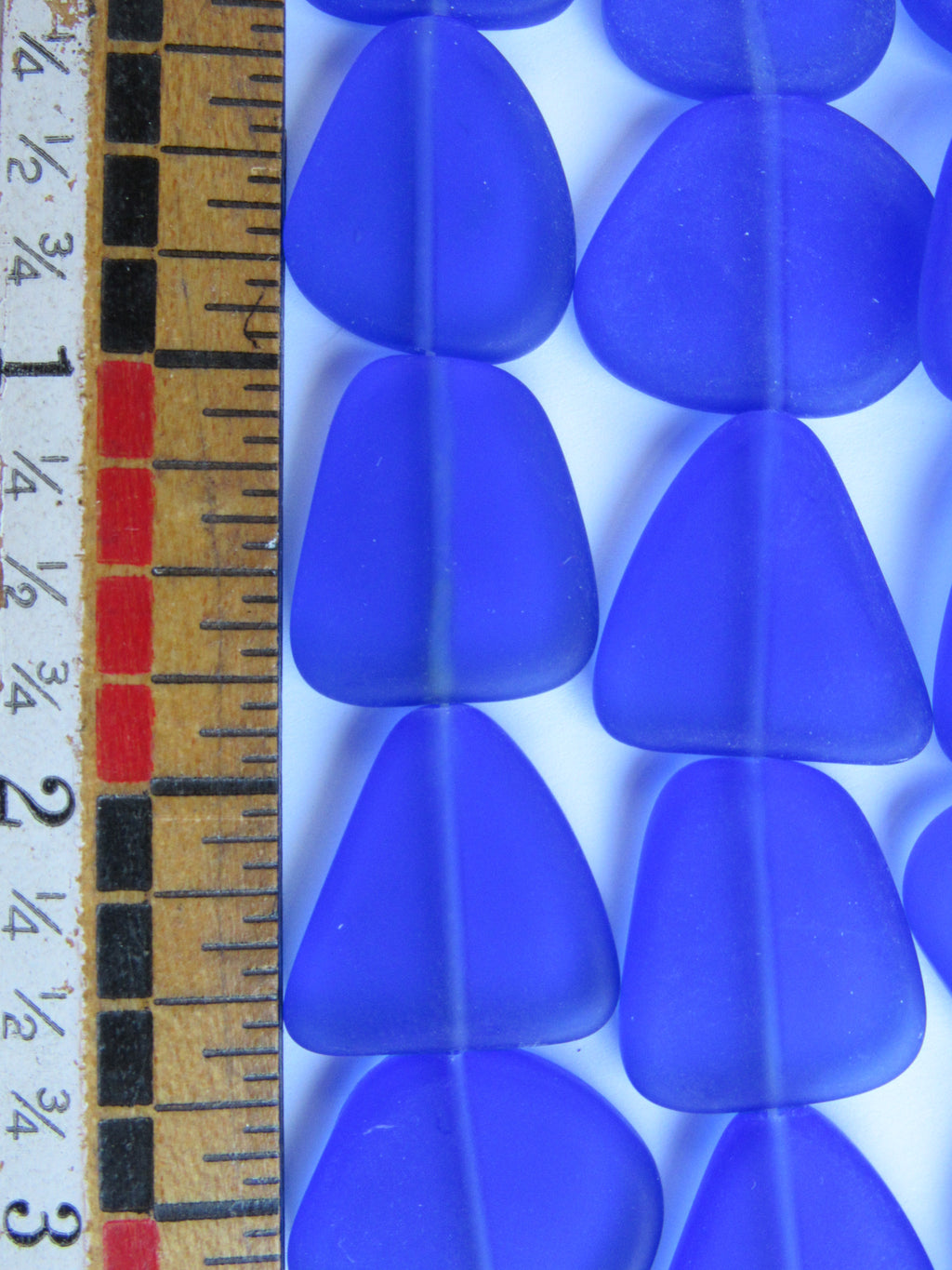 Royal Blue Cultured Sea Glass Beads 22-24mm Freeform Flat Strands