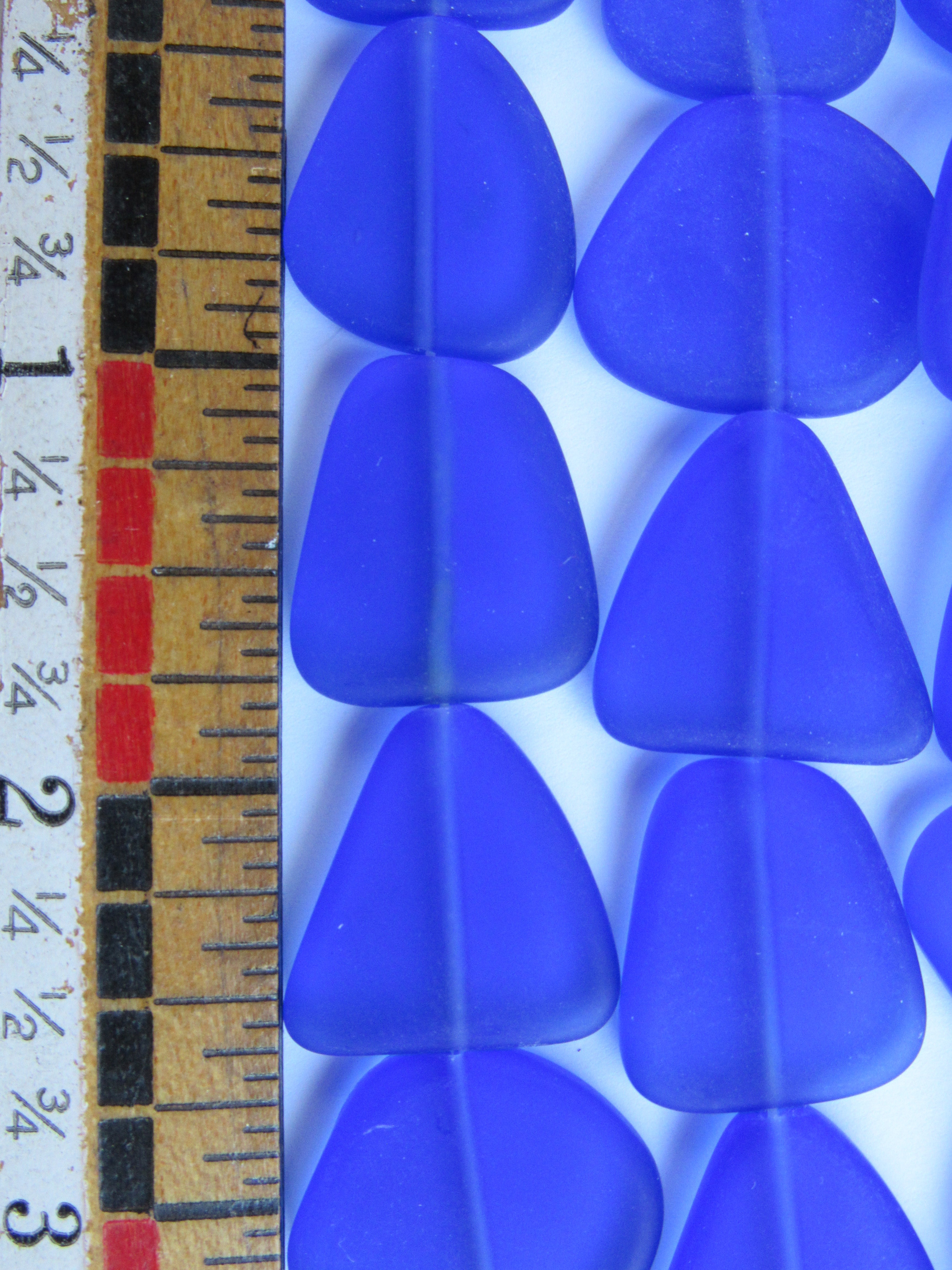 Royal Blue Cultured Sea Glass Beads 22-24mm Freeform Flat Strands