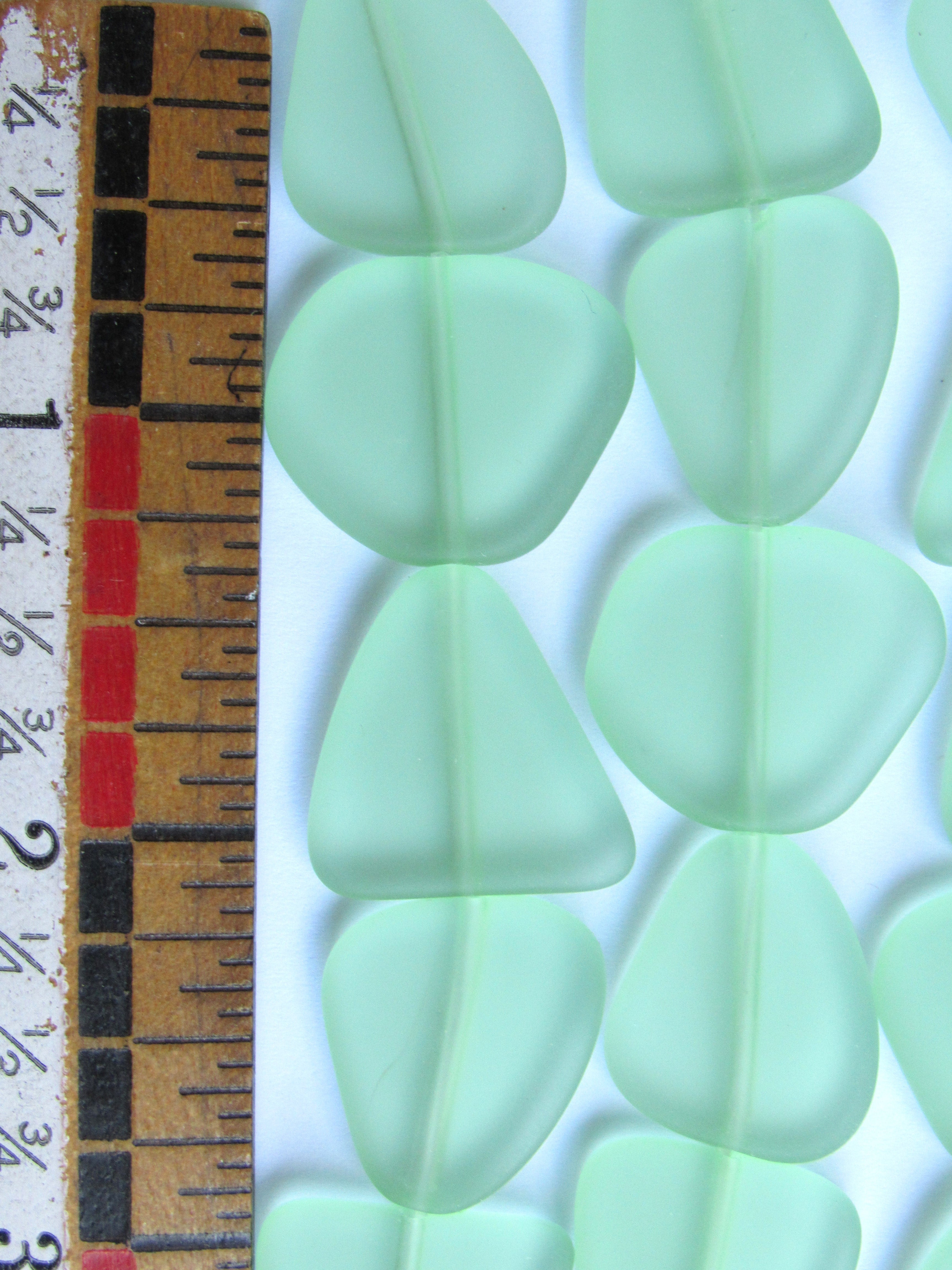 Light Green Sea Glass Beads 22-24mm Freeform