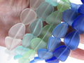 Sea Glass Beads Cultured 22-24mm - Light Aqua Blue Green Frosted
