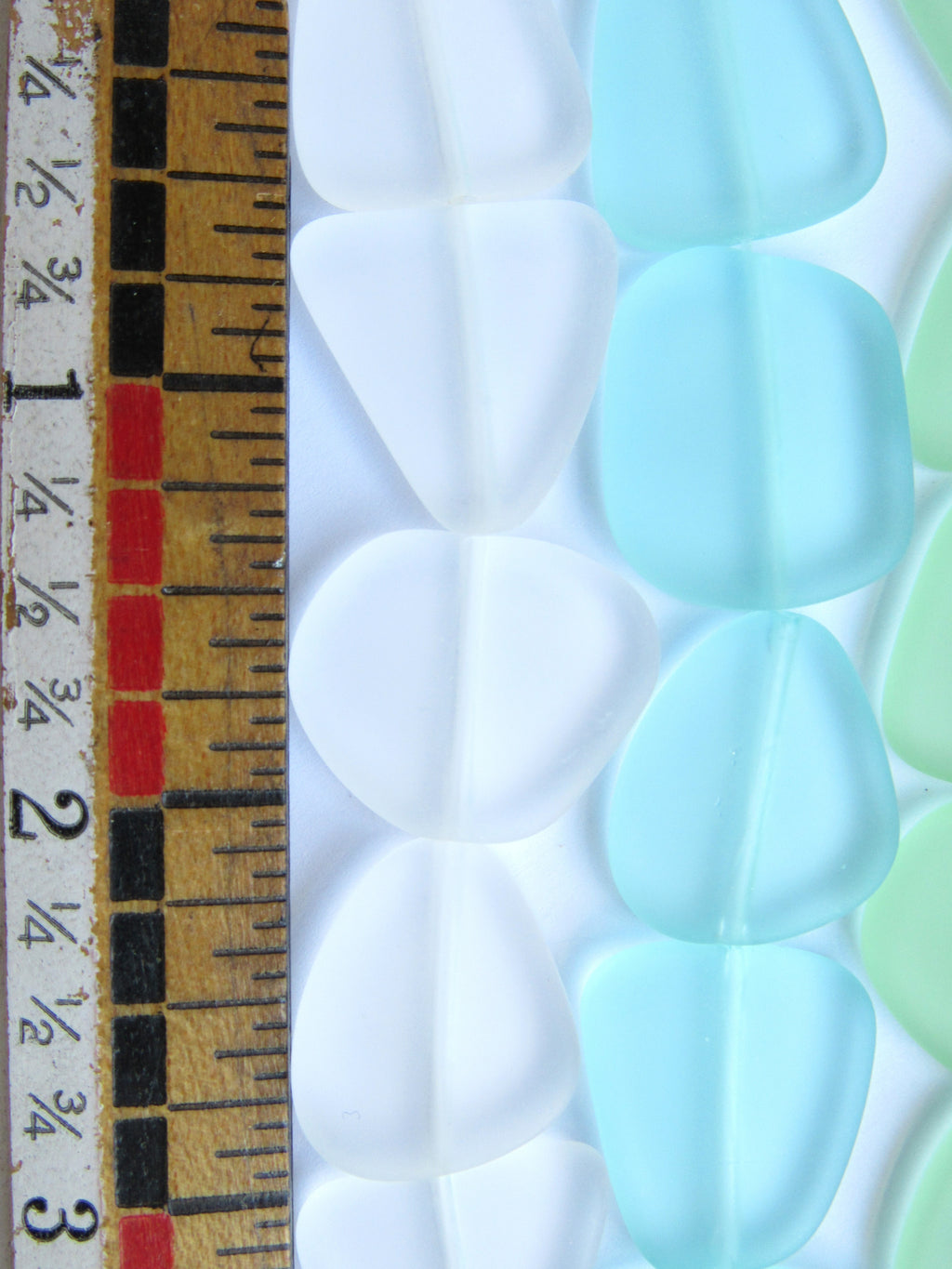 Sea Glass Beads Cultured 22-24mm - Light Aqua Blue Green Frosted