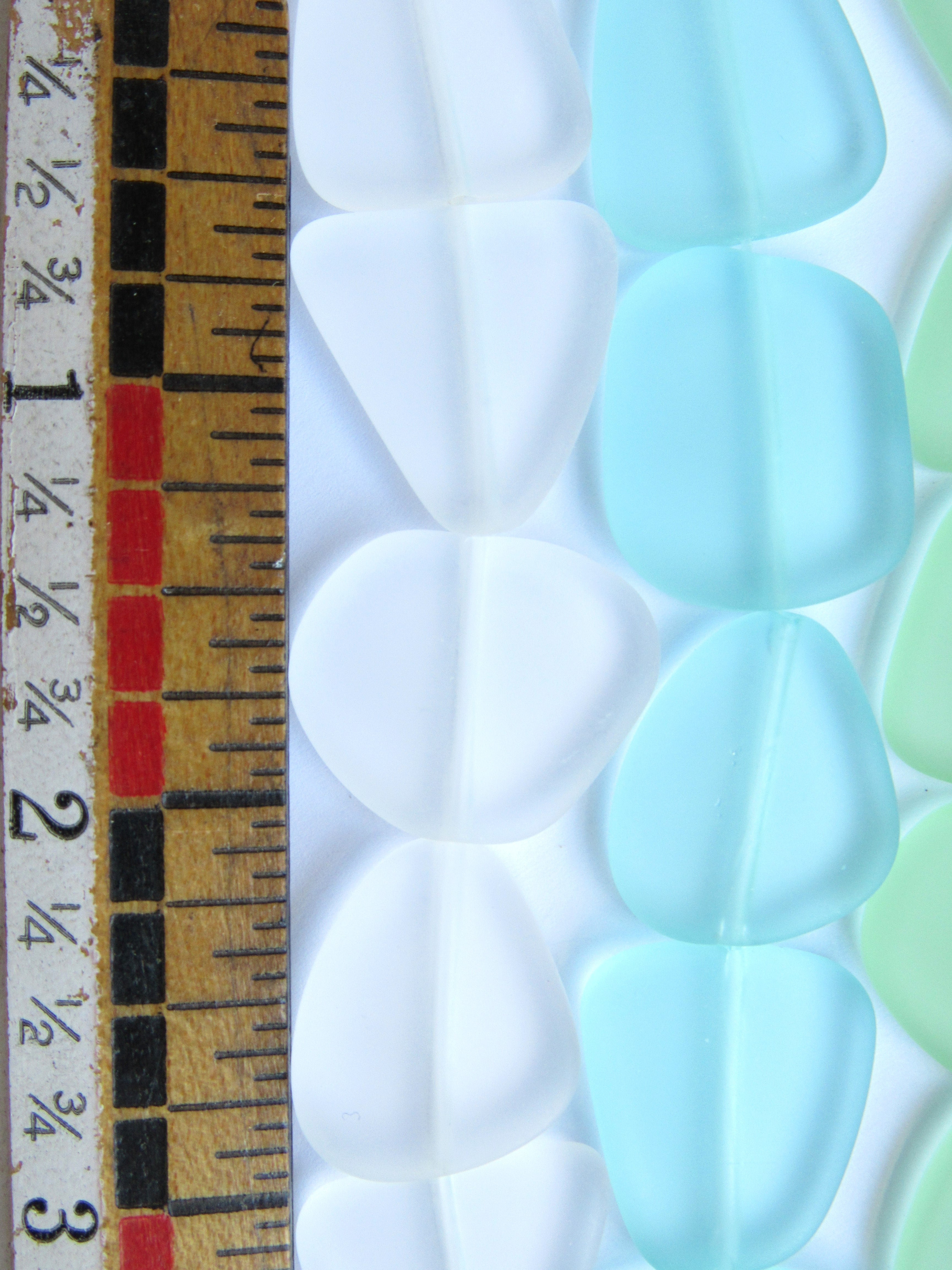 Sea Glass Beads Cultured 22-24mm - Light Aqua Blue Green Frosted
