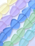Cultured Sea Glass Beads 22-24mm Freeform - Light Colors Assorted Frosted