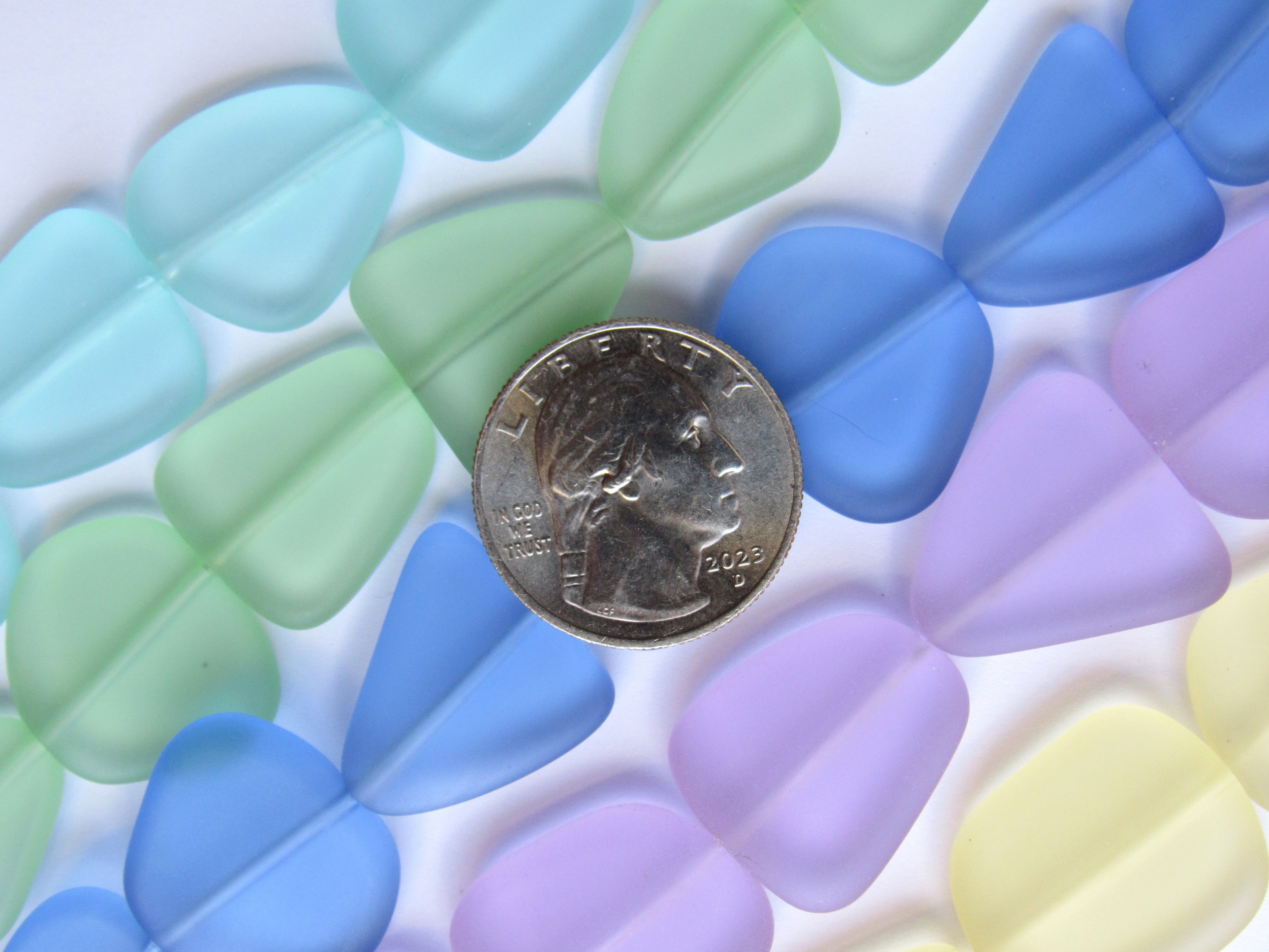 Cultured Sea Glass Beads 22-24mm Freeform - Light Colors Assorted Frosted