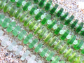 Assorted Green Sea Glass Beads 8x9mm Square Spacer - Cultured Center Drilled