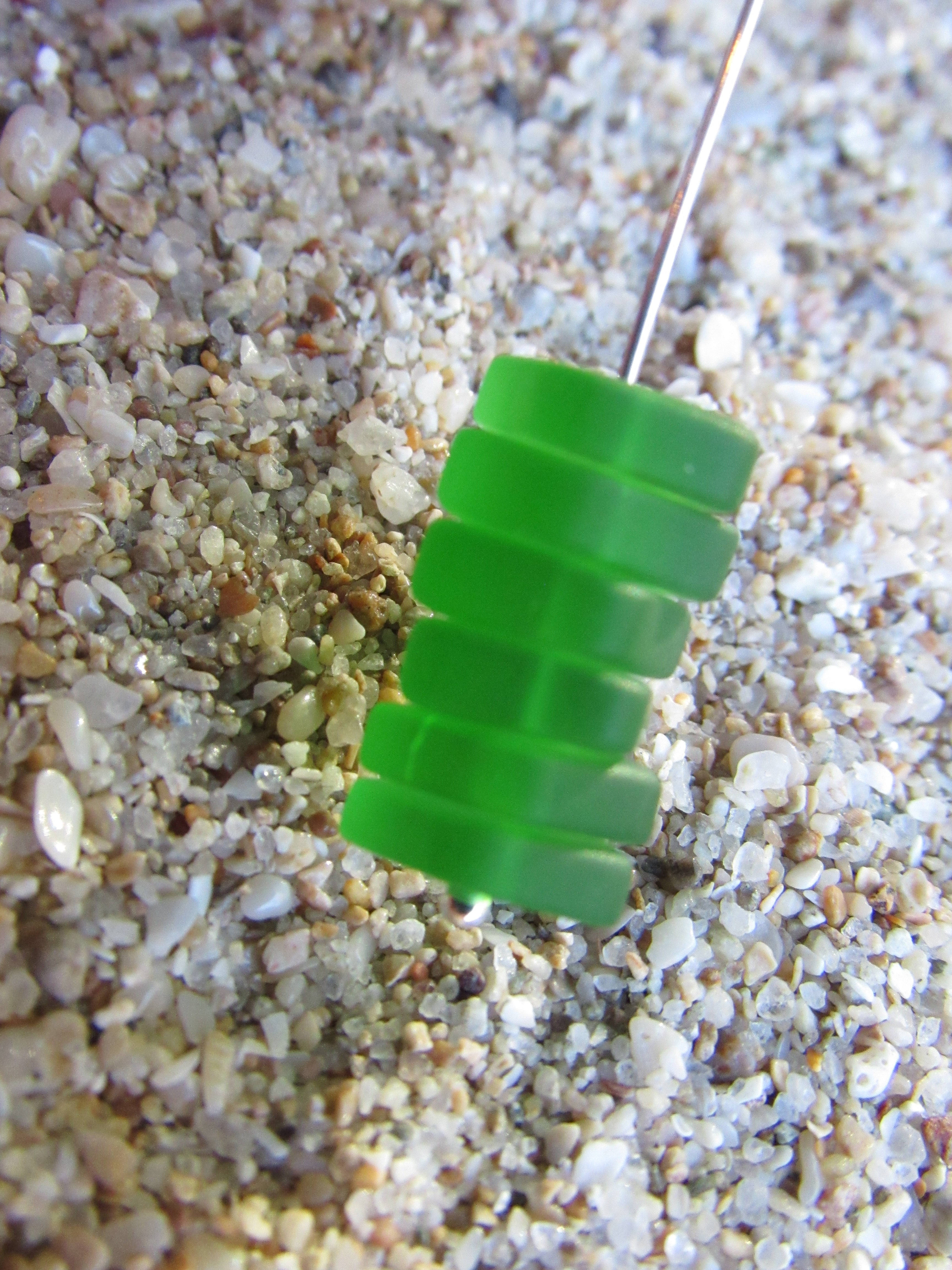 Medium Green Sea Glass Beads 8x9mm Square Spacer - Cultured Center Drilled Stacking Bead