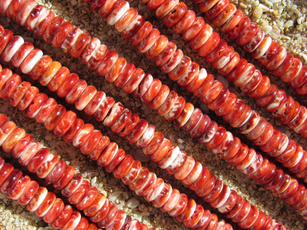 Rare Red Spiny Oyster Shell Beads 8mm Rondelle | Jewelry Making Supplies