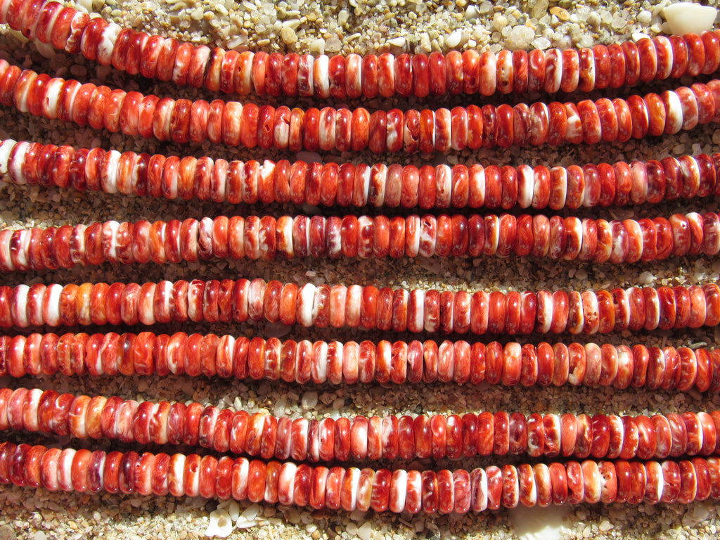 Rare Red Spiny Oyster Shell Beads 8mm Rondelle | Jewelry Making Supplies