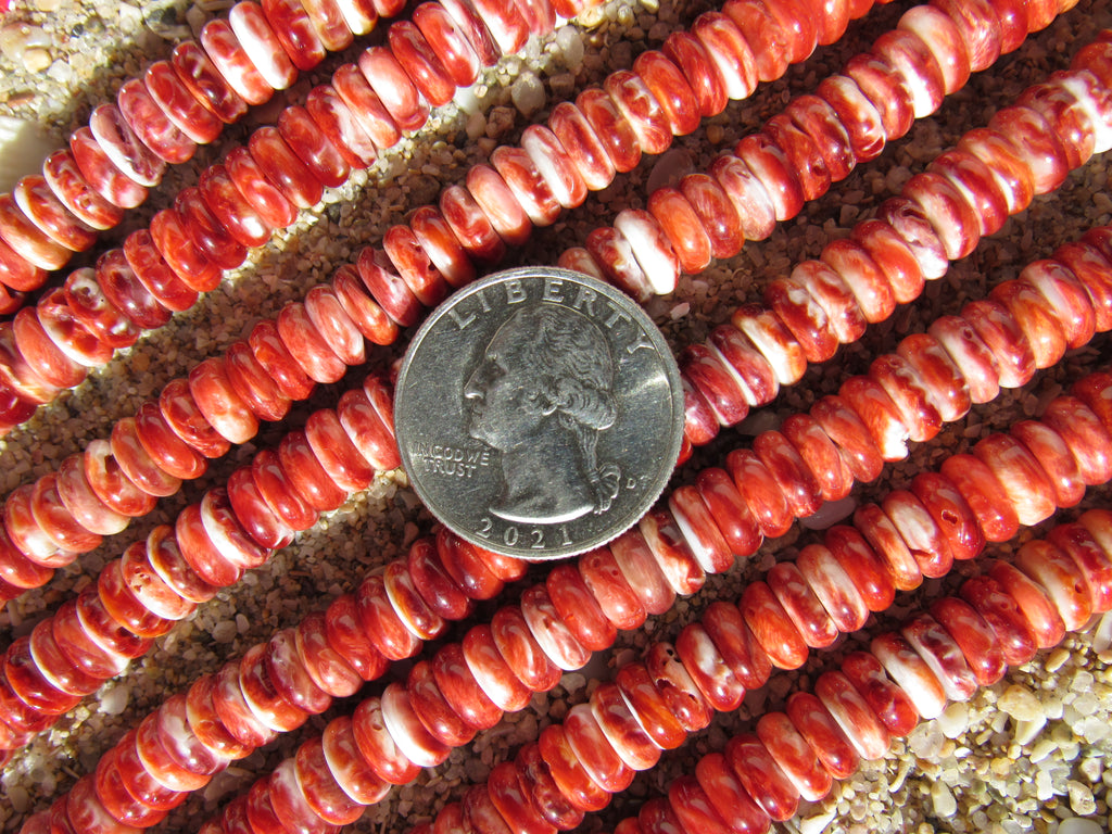 Rare Red Spiny Oyster Shell Beads 8mm Rondelle | Jewelry Making Supplies