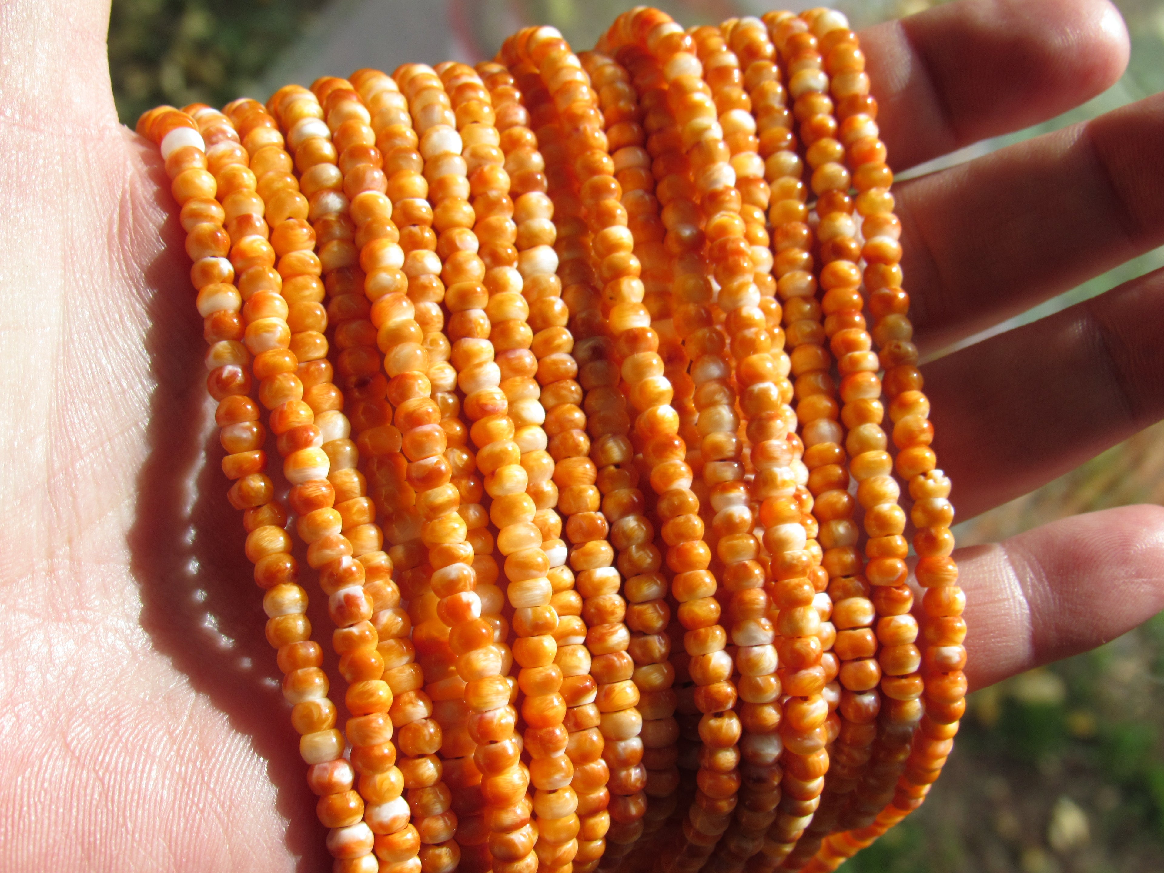 Orange Spiny Oyster Shell Beads 4mm Rondelles | Making Jewelry Supply