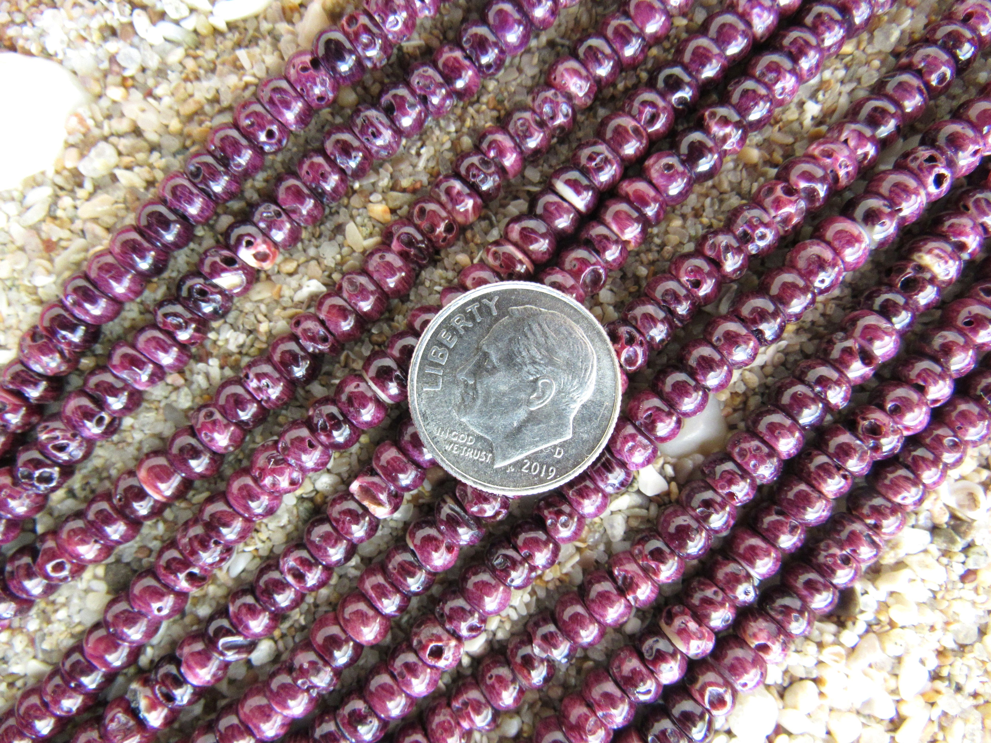 Purple Spiny Oyster Shell Beads 5mm Rondelle | Jewelry Making Supply