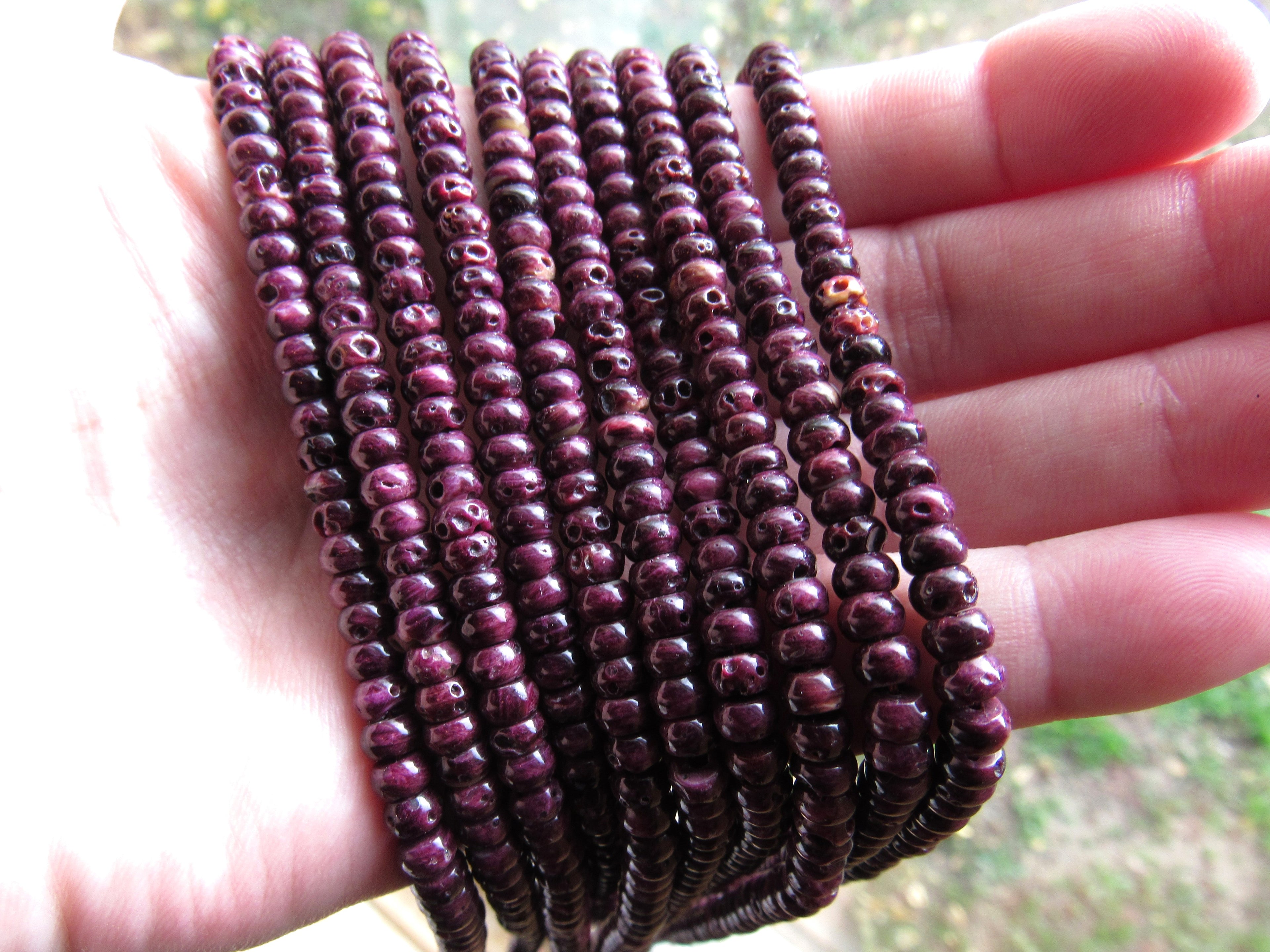 Purple Spiny Oyster Shell Beads 5mm Rondelle | Jewelry Making Supply