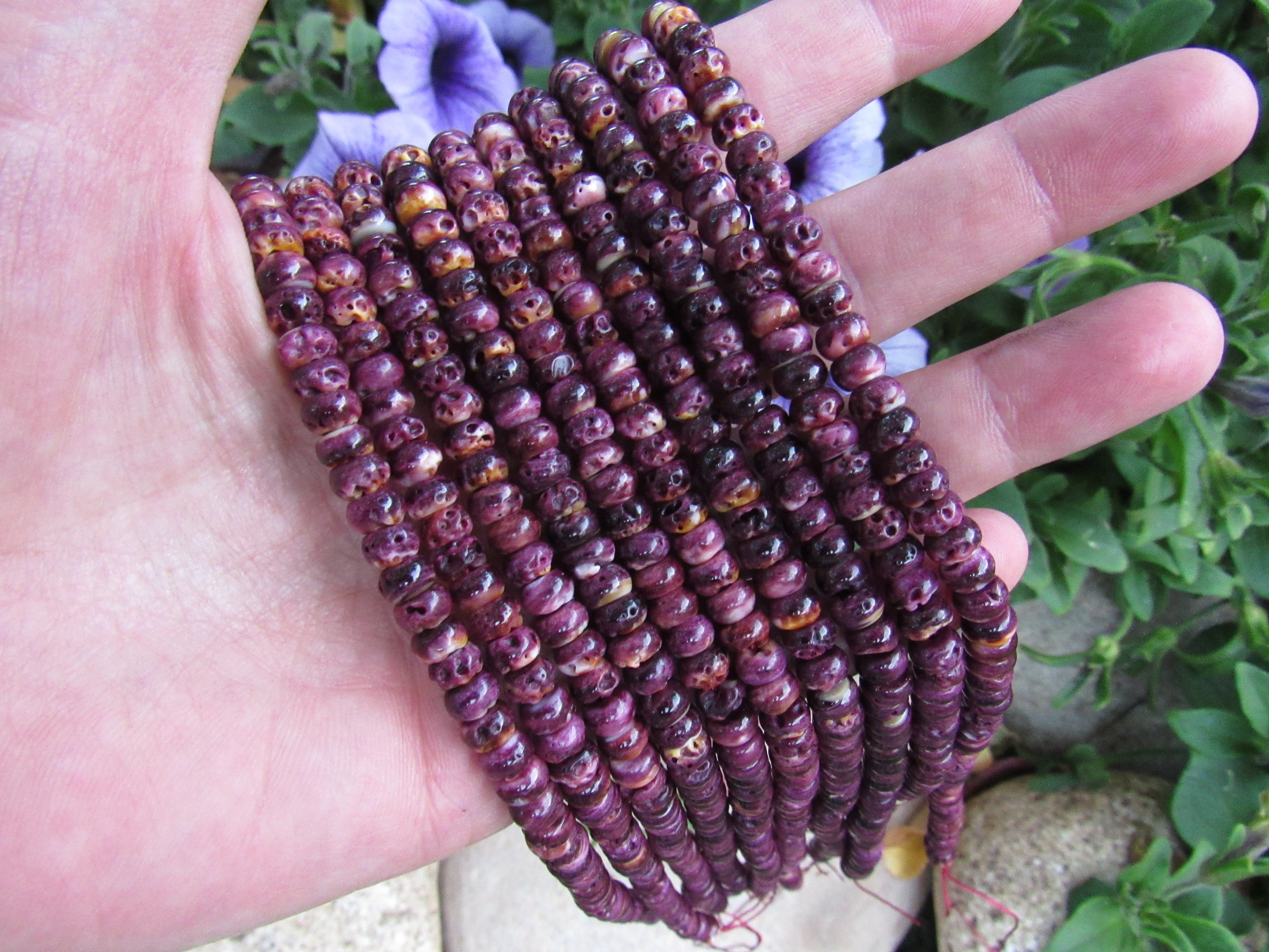 Purple Spiny Oyster Shell Beads 6mm Rondelle | Jewelry Making Supply