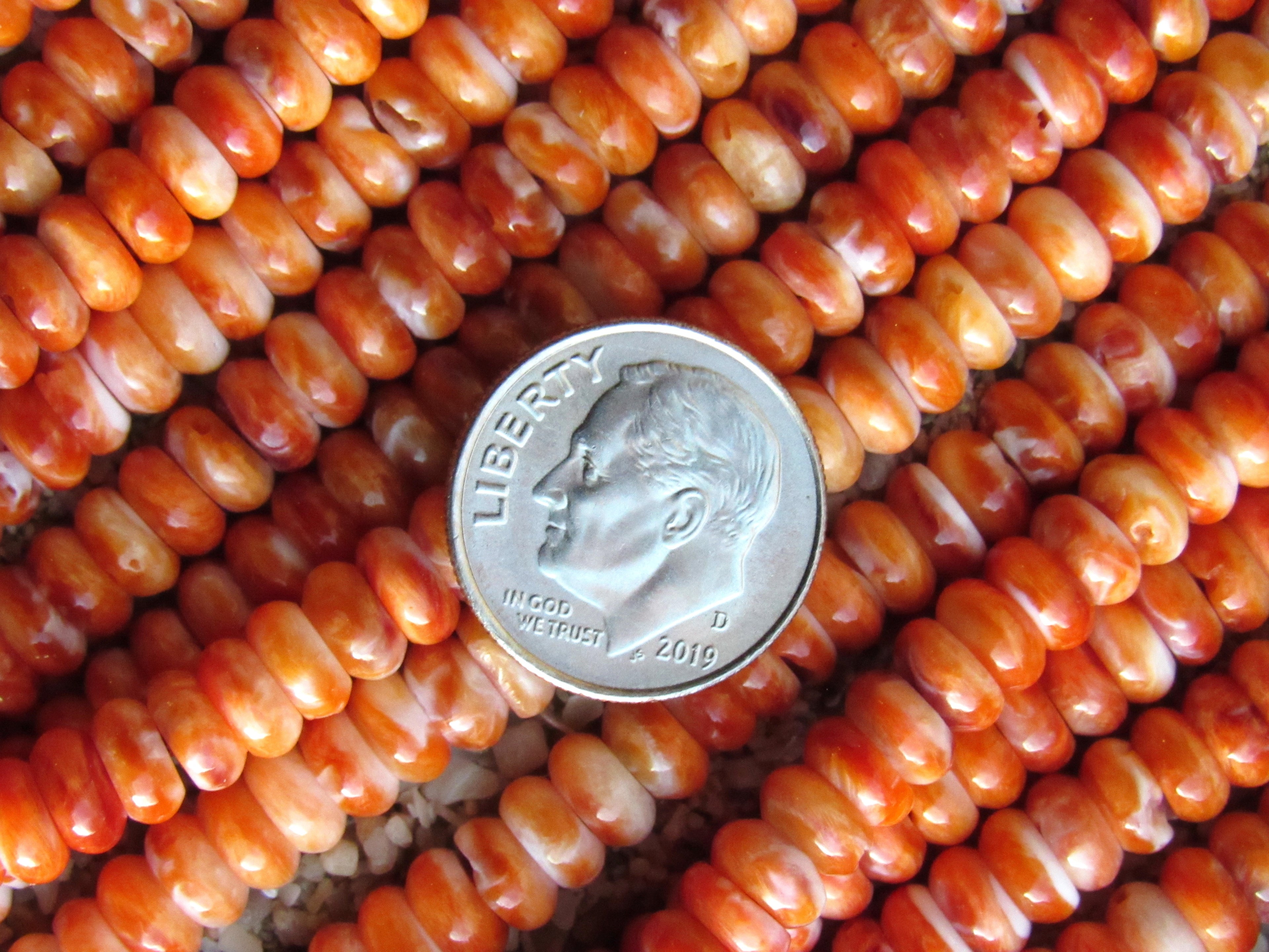 Natural Orange Spiny Oyster Shell Beads - 6mm Rondelle - Making Jewelry - Bead Supply