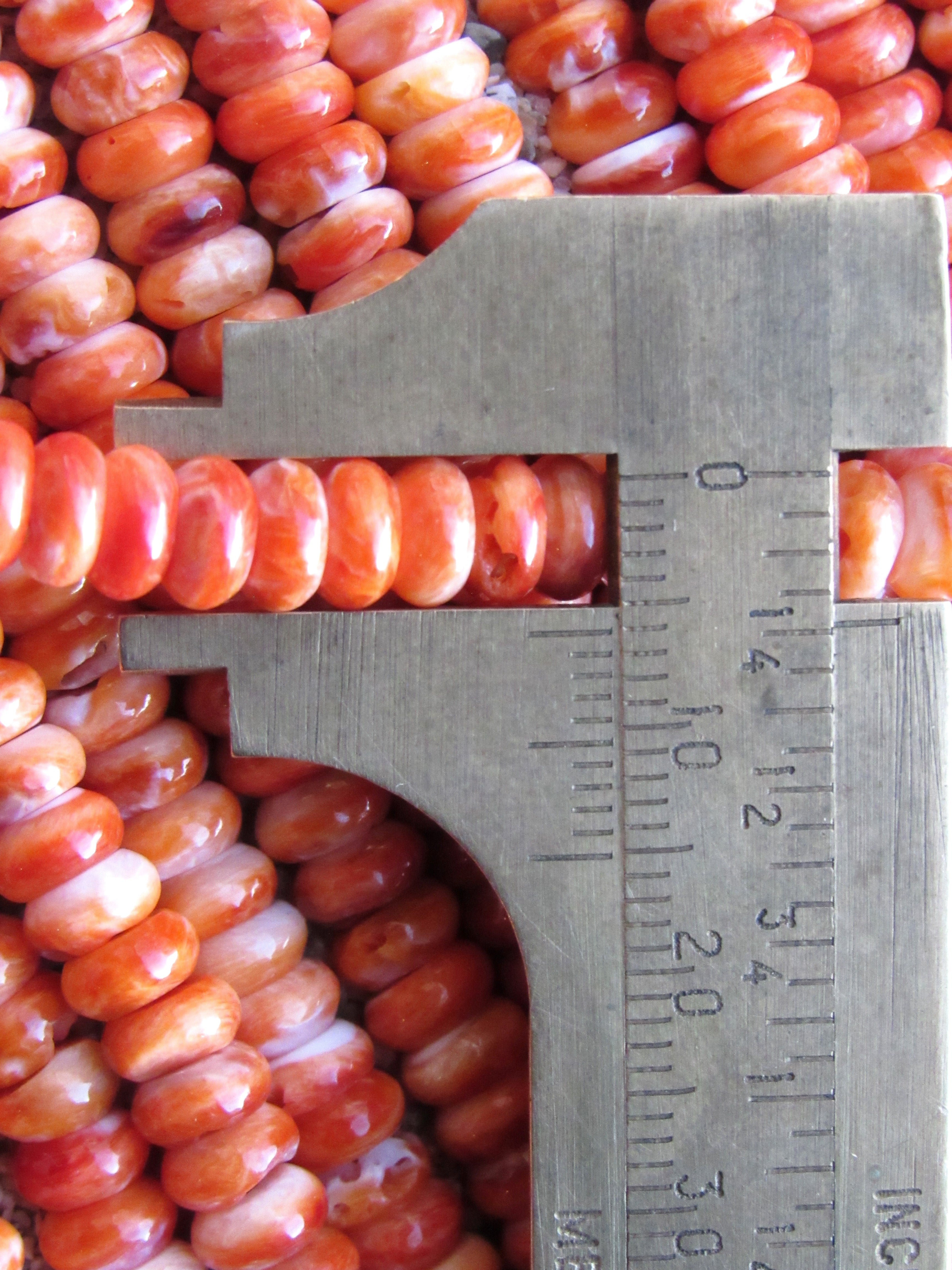 Natural Orange Spiny Oyster Shell Beads - 6mm Rondelle - Making Jewelry - Bead Supply