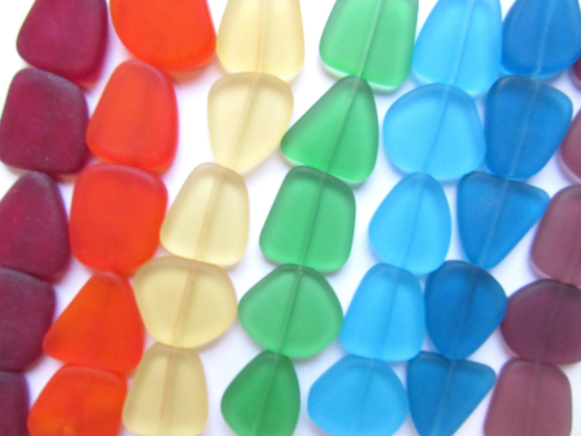 Rainbow Assorted Sea Glass Beads 22-24mm - Cultured Freeform 7 Strands