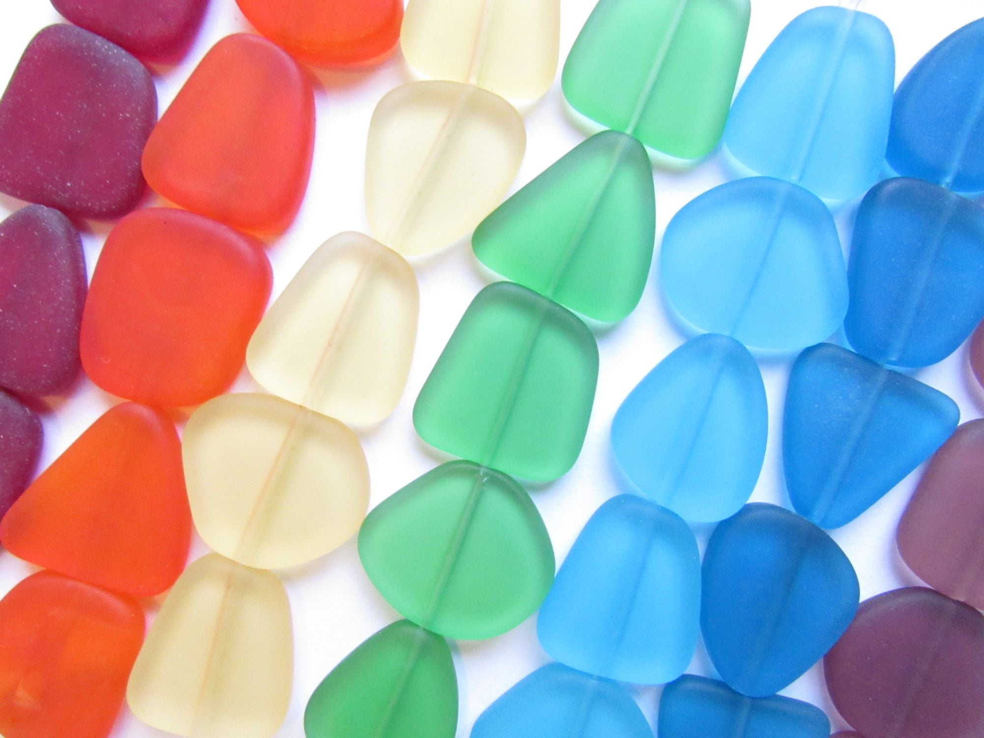 Rainbow Assorted Sea Glass Beads 22-24mm - Cultured Freeform 7 Strands