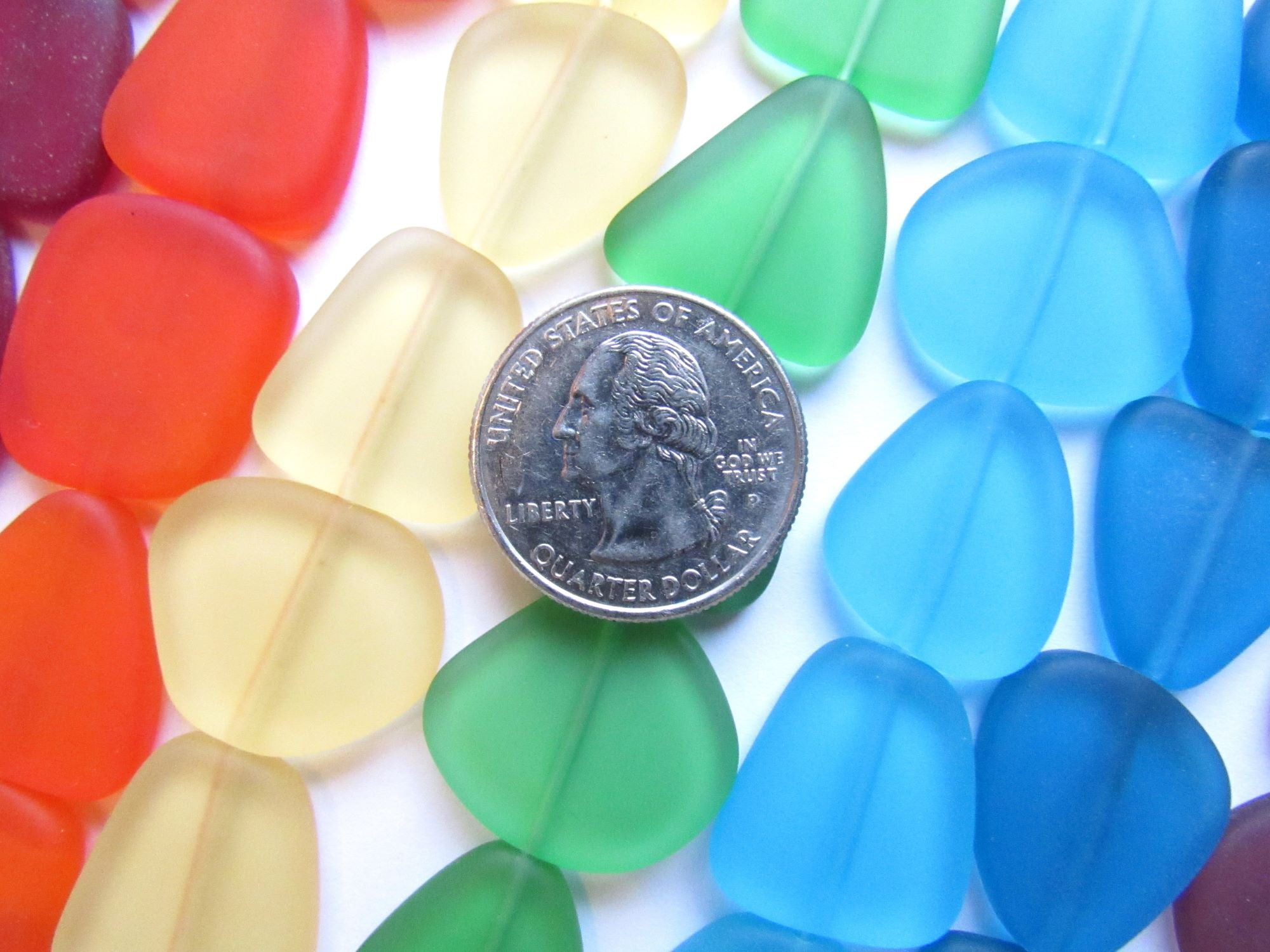 Rainbow Assorted Sea Glass Beads 22-24mm - Cultured Freeform 7 Strands