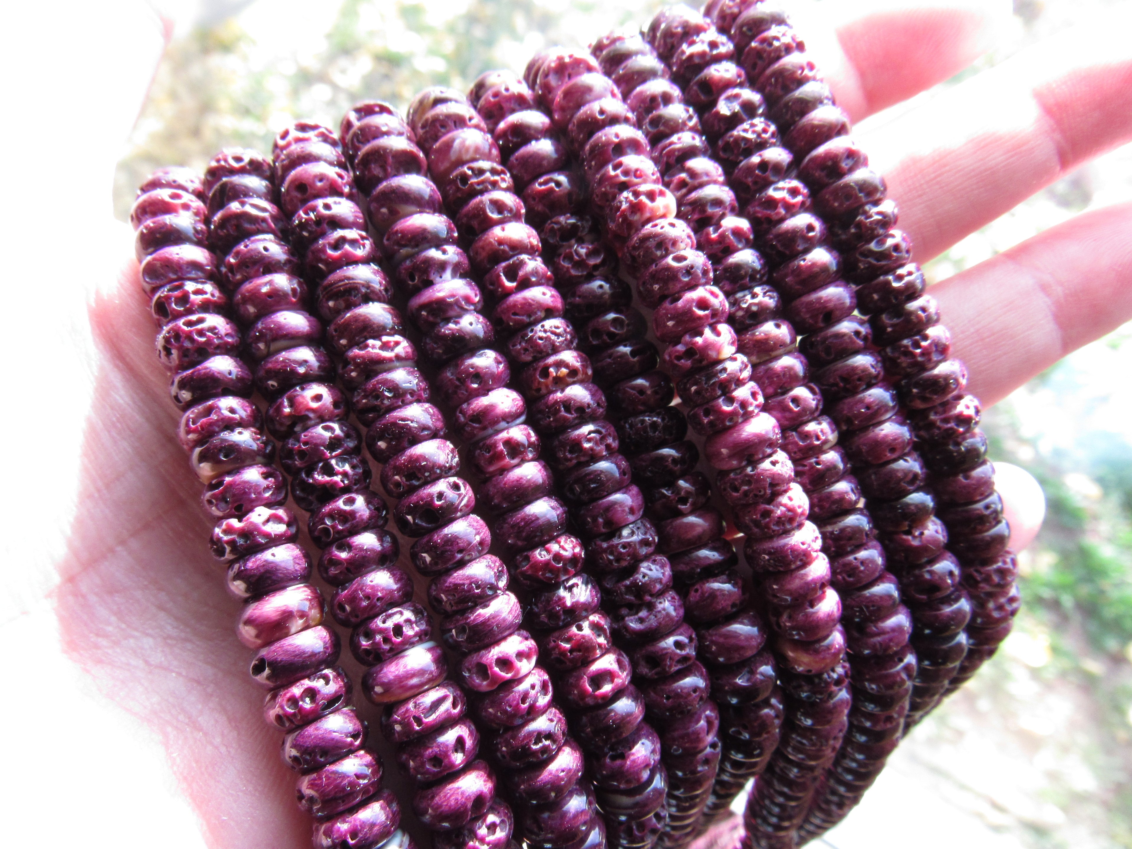 Purple Spiny Oyster Shell Beads 8mm Rondelle | Jewelry Making