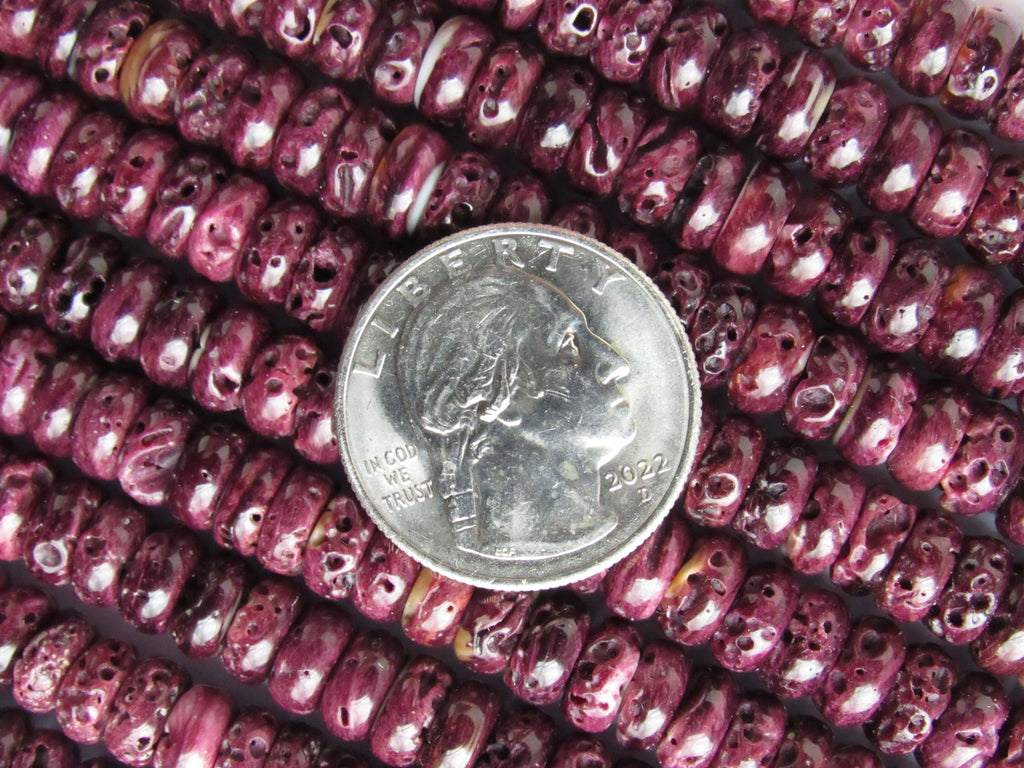 Purple Spiny Oyster Shell Beads 8mm Rondelle | Jewelry Making