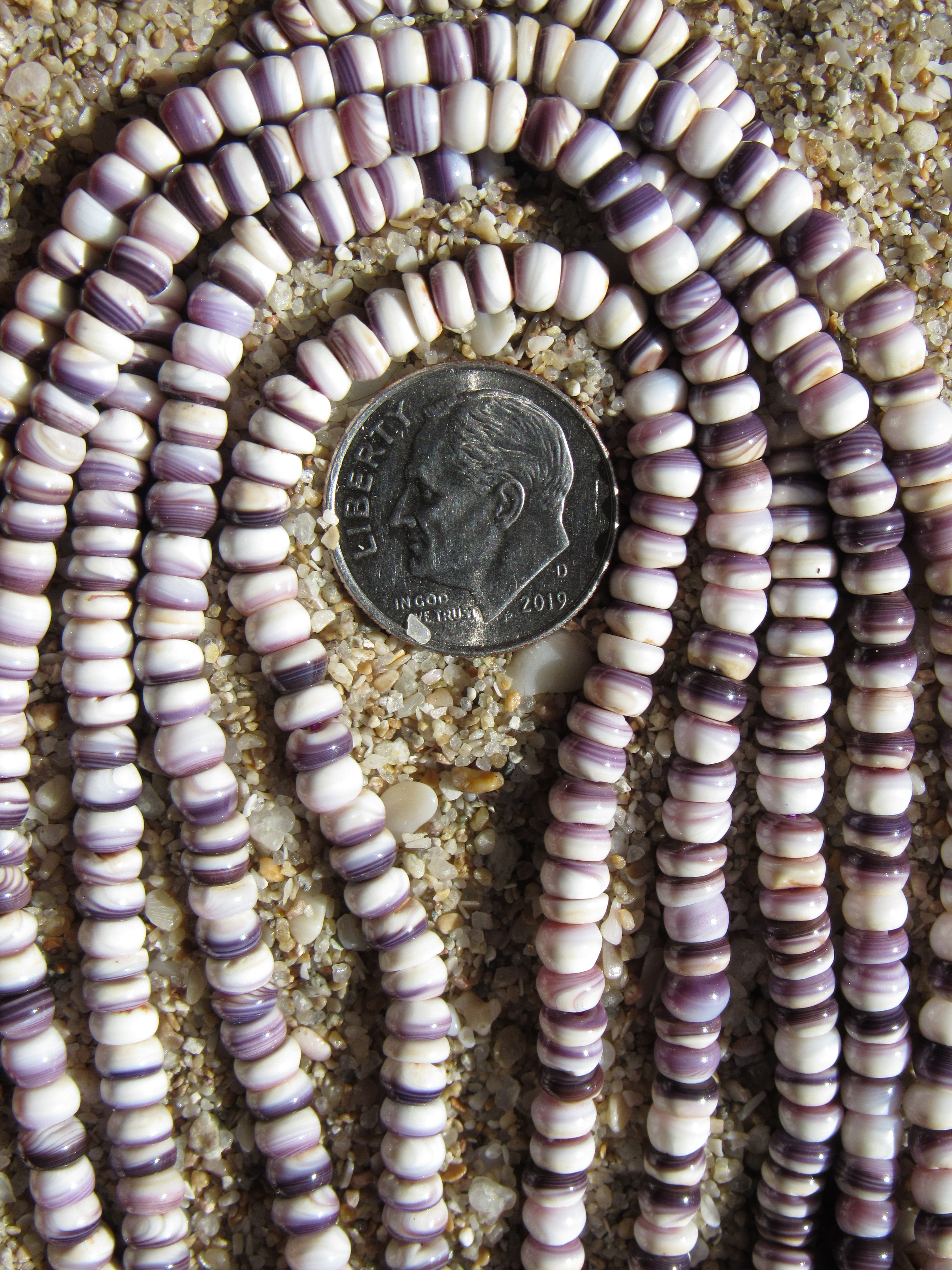 Natural Wampum Purple Shell Beads - 4mm Rondelle Quahog USA