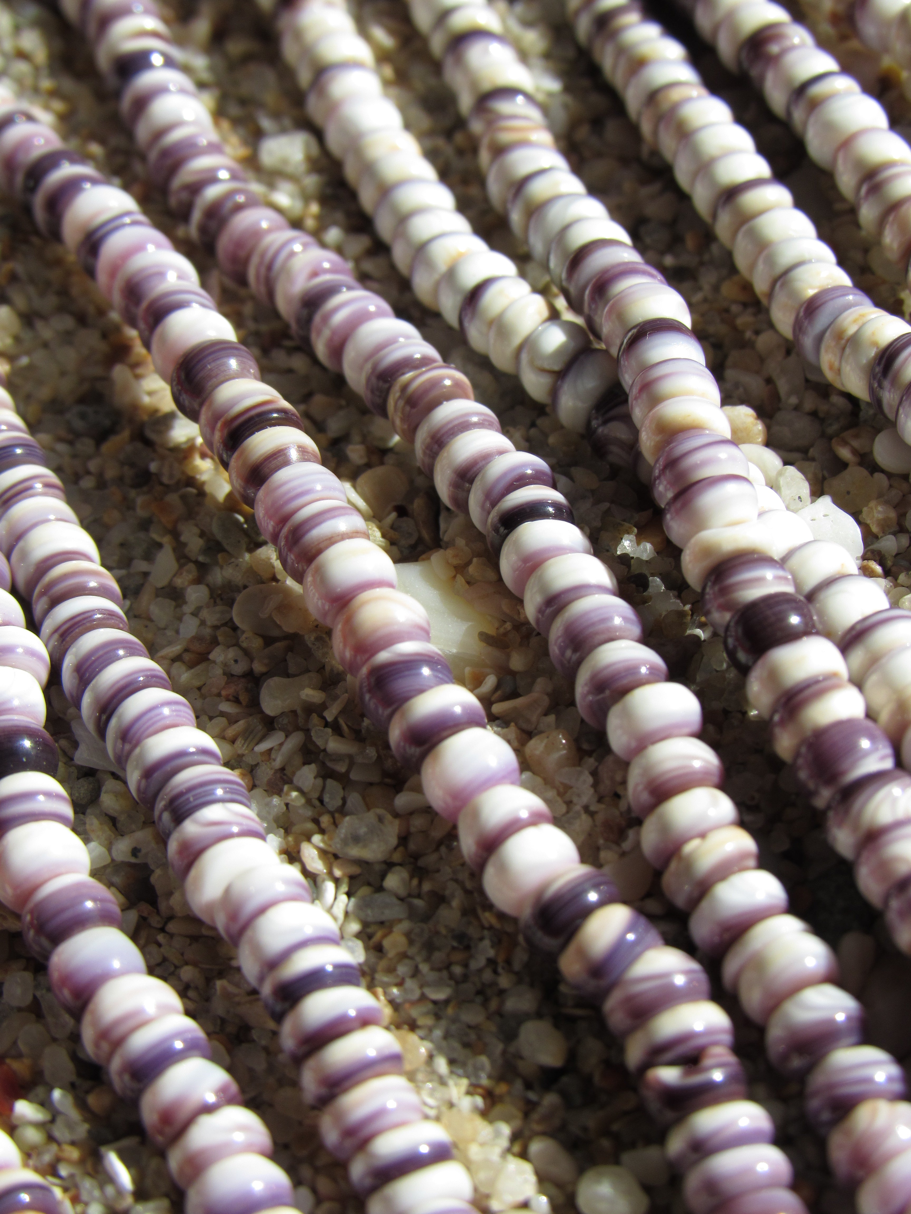 Natural Wampum Purple Shell Beads - 4mm Rondelle Quahog USA