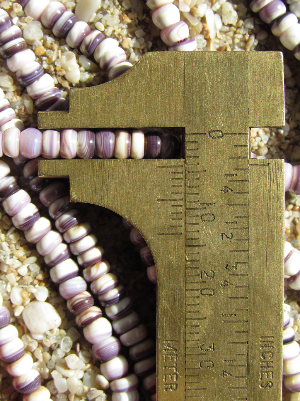 Natural Wampum Purple Shell Beads - 4mm Rondelle Quahog USA
