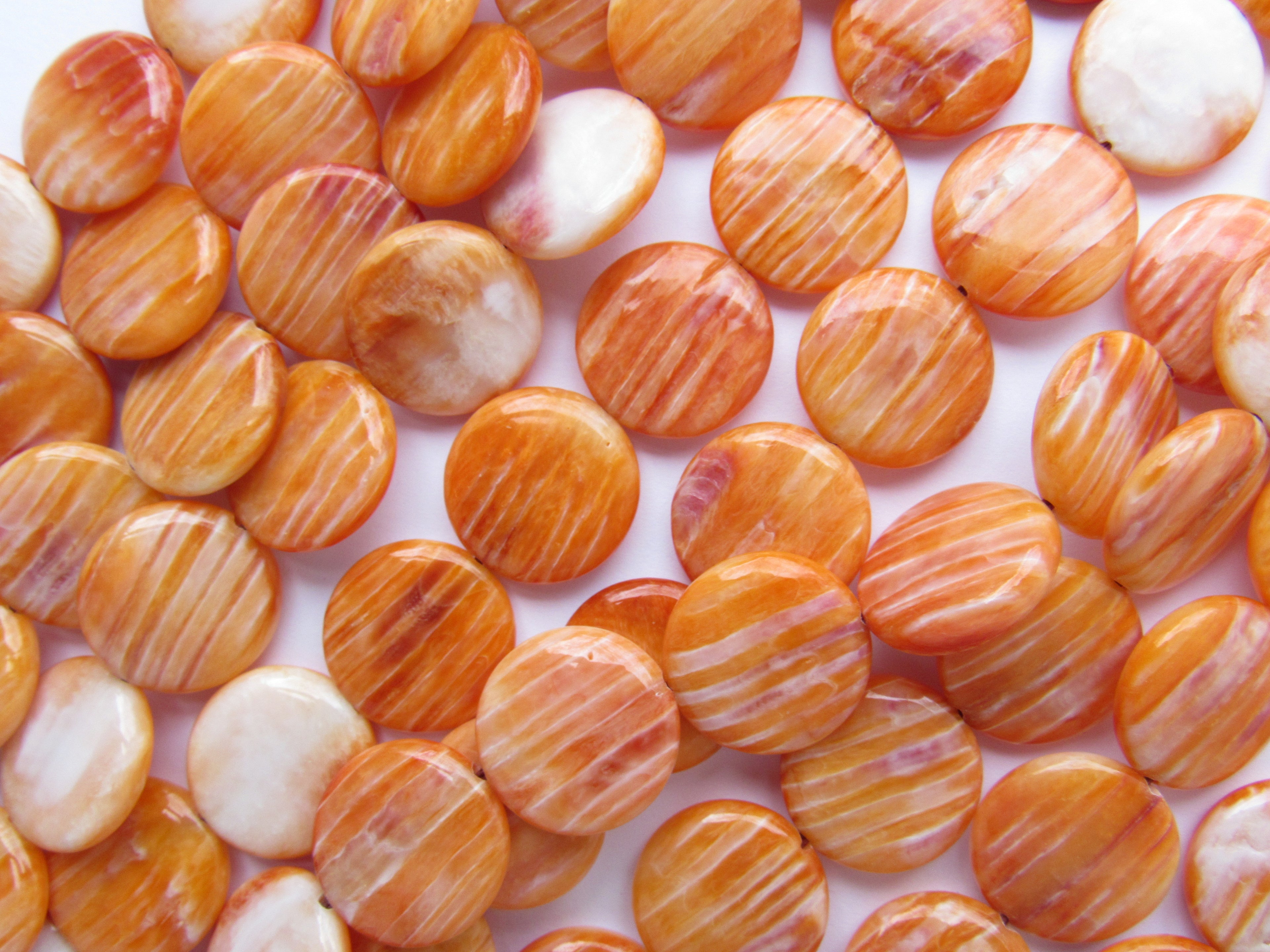 Orange Spiny Oyster Shell Beads: 15mm Coin Beads for Jewelry Making