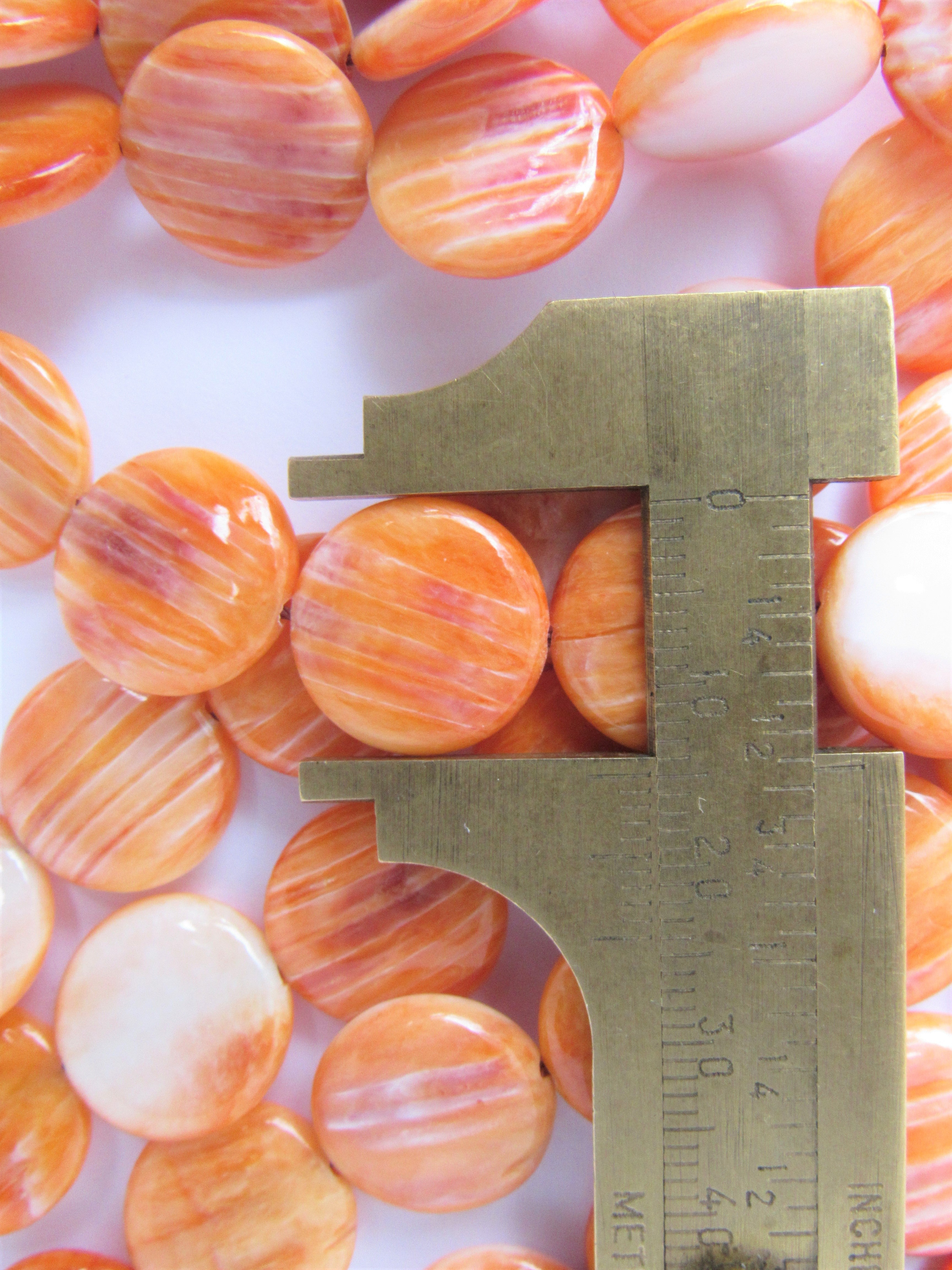 Orange Spiny Oyster Shell Beads: 15mm Coin Beads for Jewelry Making