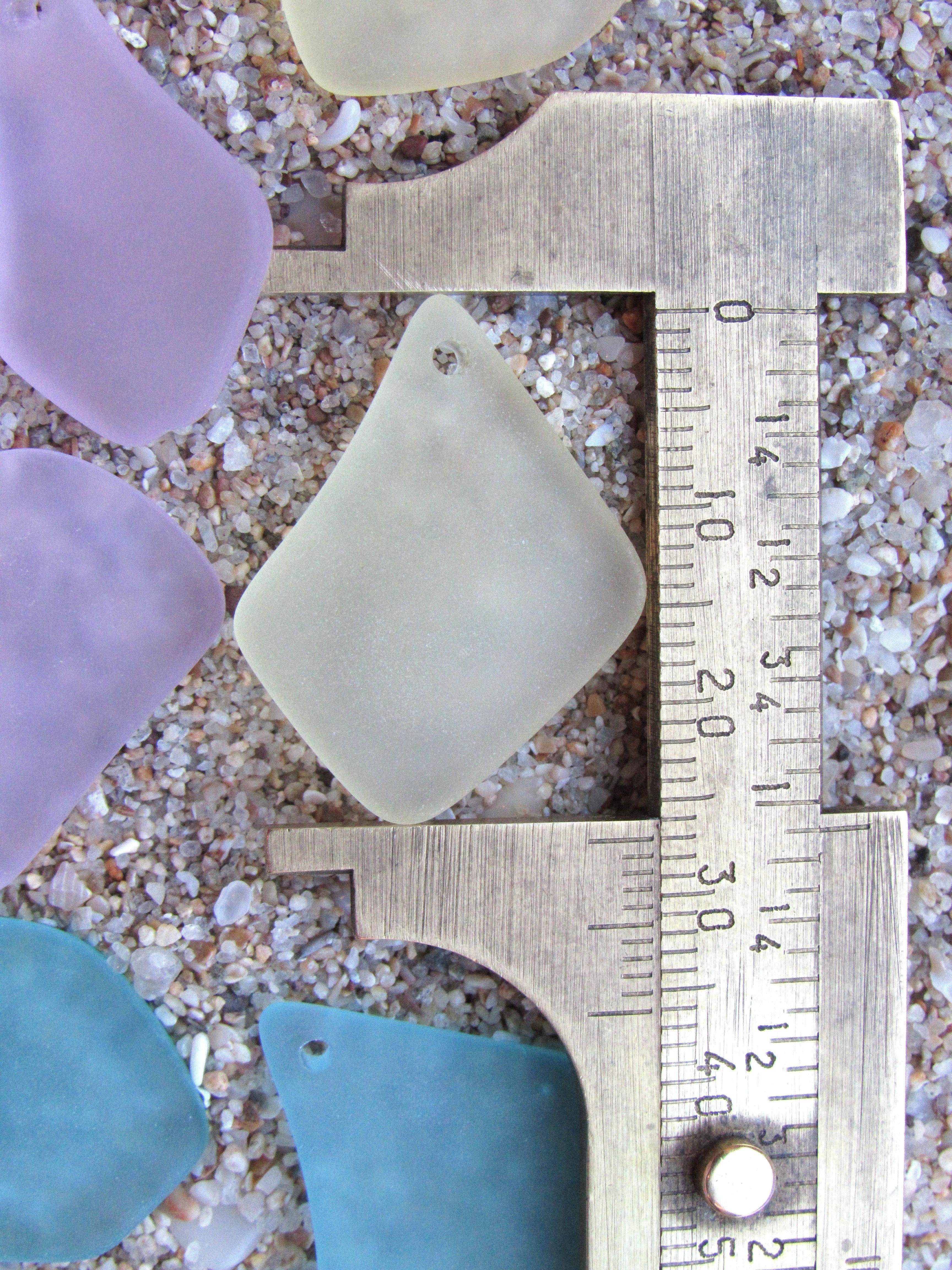 Cultured Sea Glass Pendants - 1" Freeform Assorted Seafoam Pink Yellow Frosted