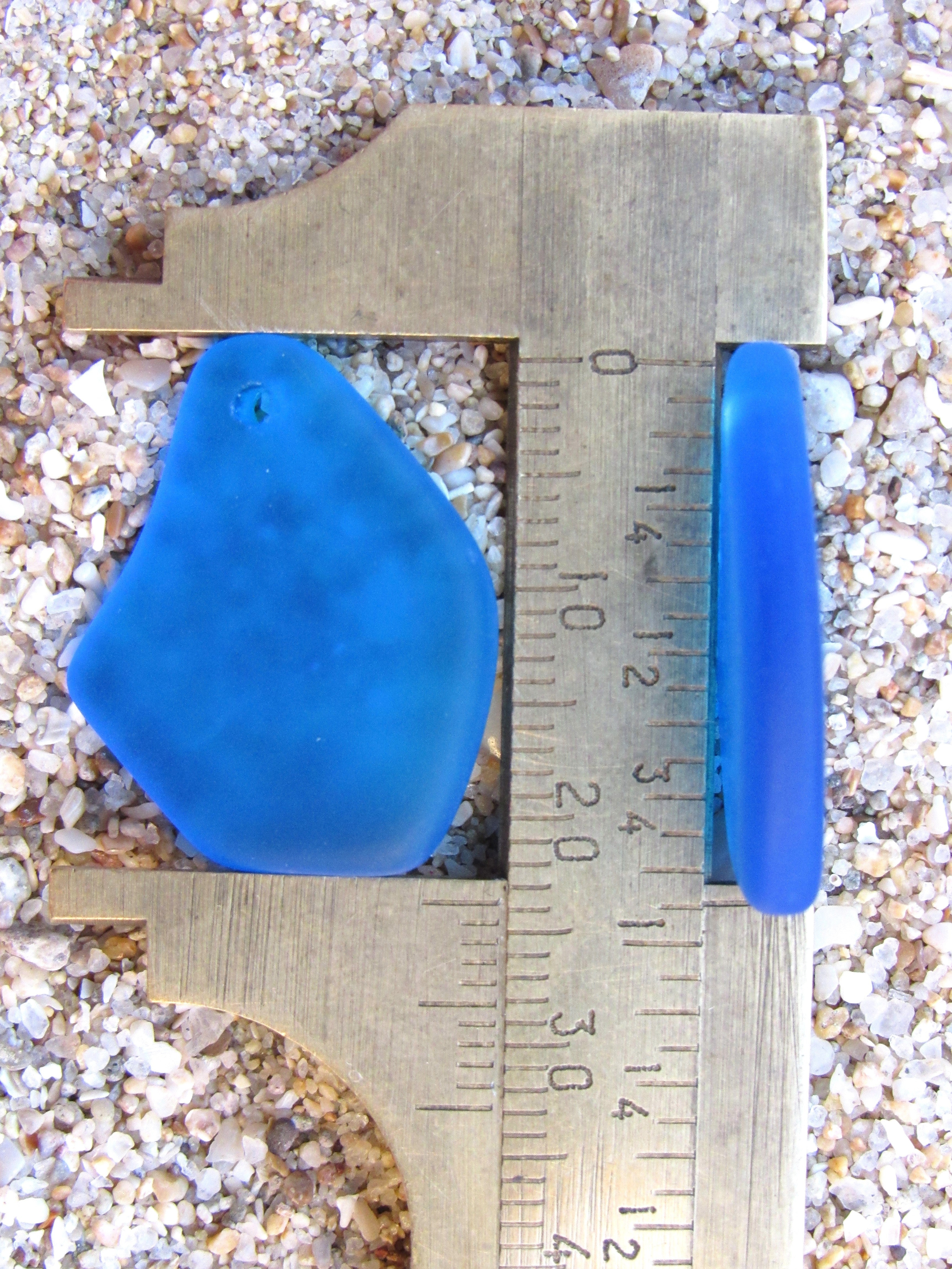 Frosted Cultured Sea Glass Pendants - 1" Freeform Assorted Purple Blue colors