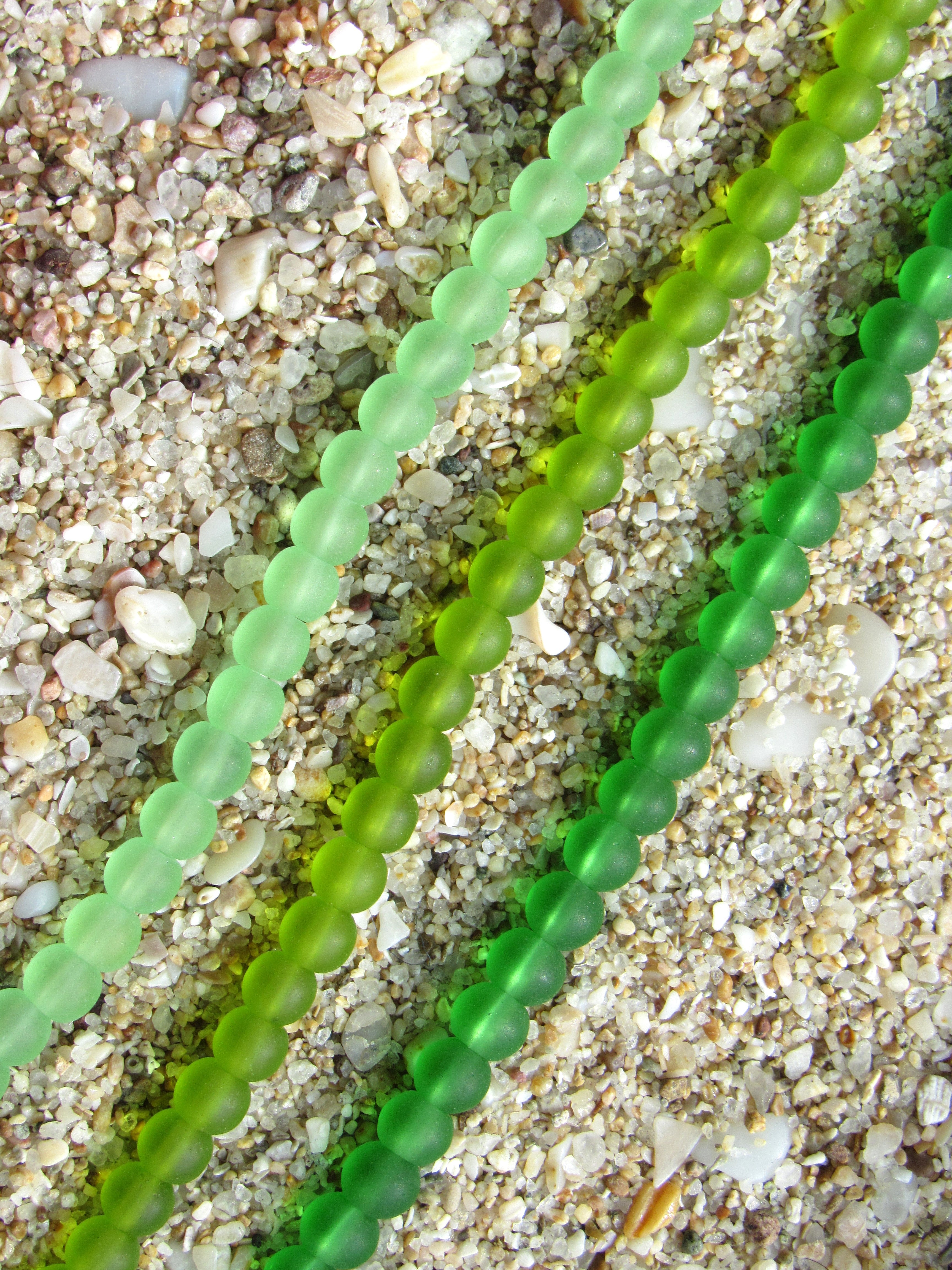 Cultured Sea Glass Beads - 4mm Round Recycled Bead Strands, Assorted Colors - Jewelry Making Supply