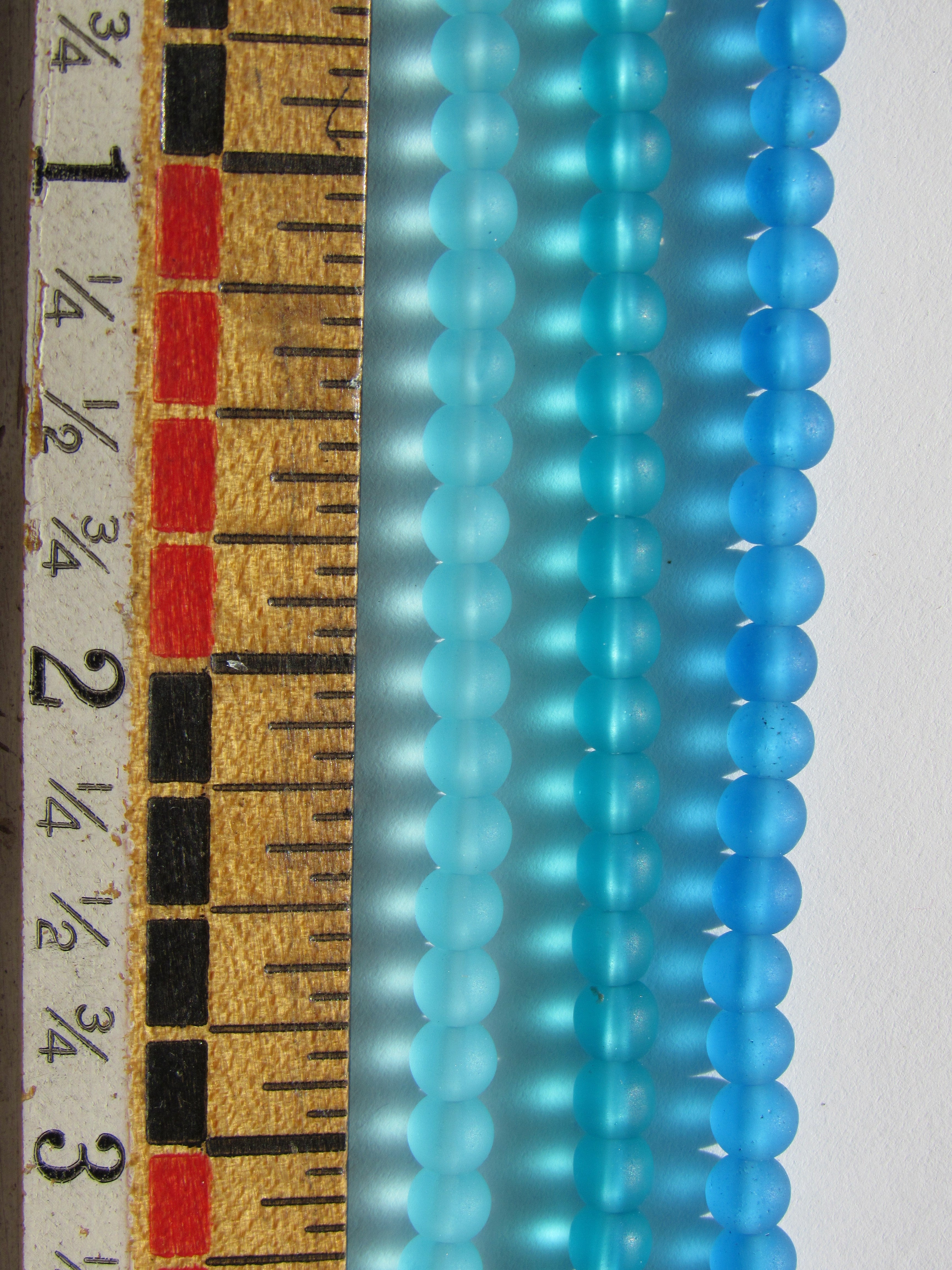 Cultured Sea Glass Beads 4mm Round - Coastal Blue Assorted - 3 Strands Jewelry Supply