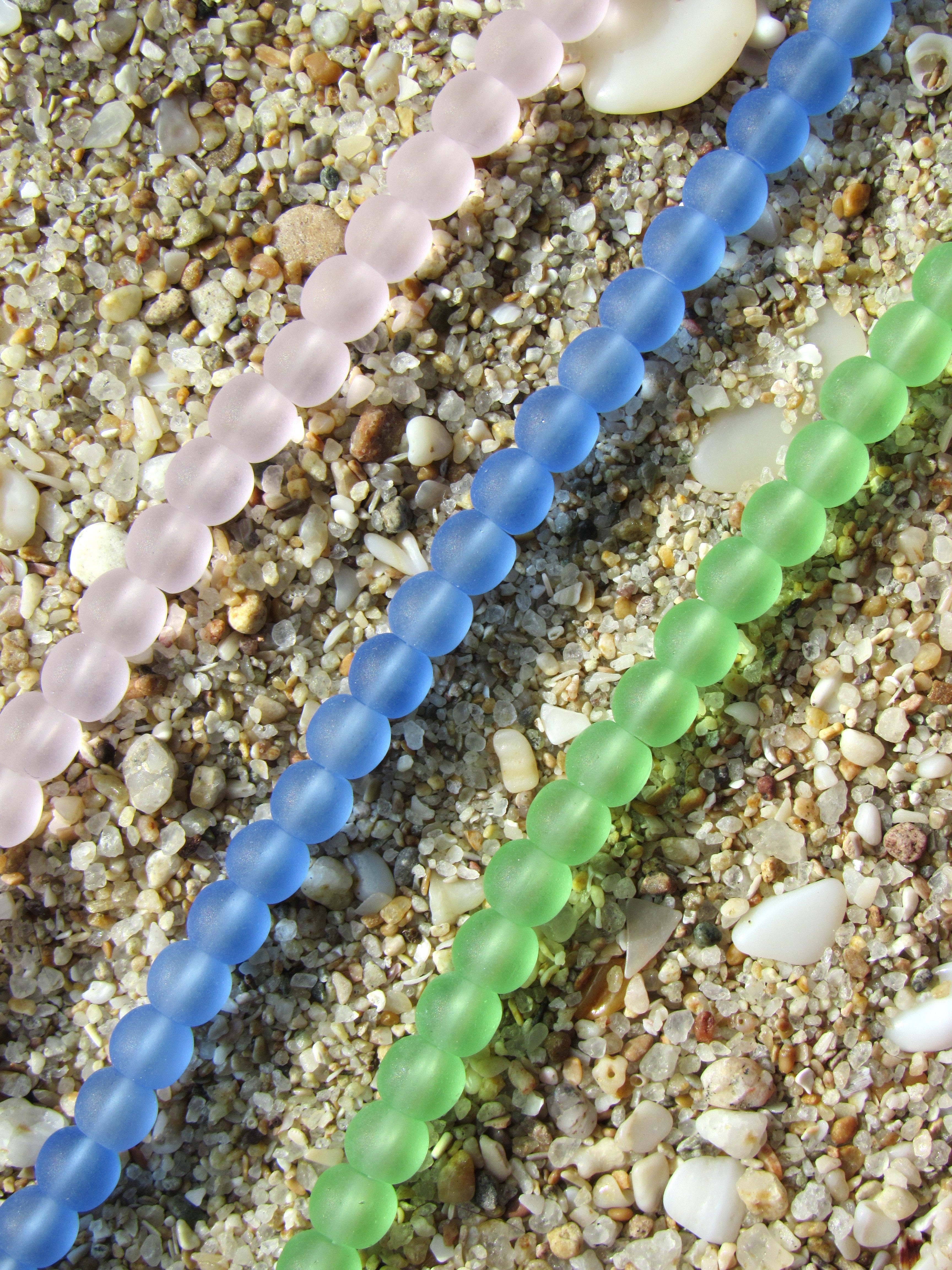 Cultured Sea Glass Beads - 4mm Round Assorted Colors (Green, Blue, Pink) Perfect for Jewelry & Crafts