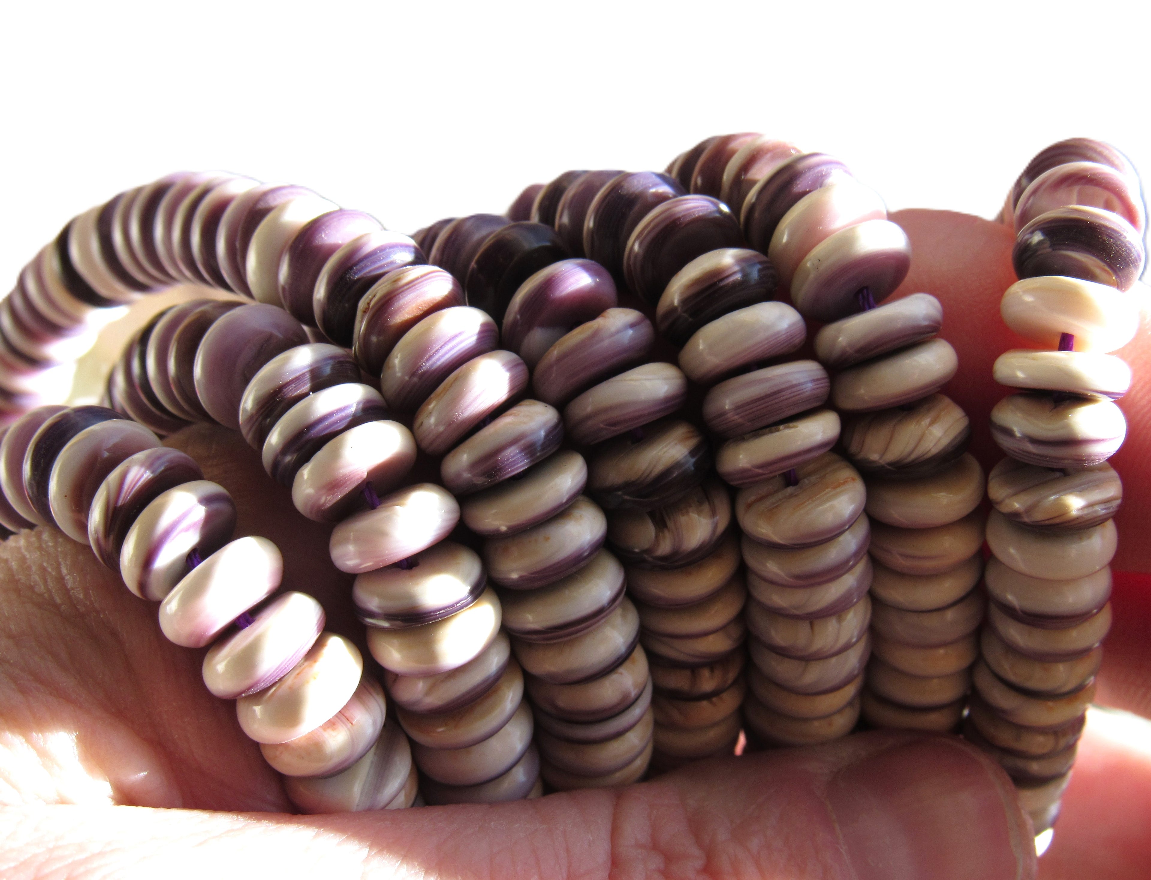 Wampum Rondelle Beads 8mm - Traditional Jewelry Making Supply