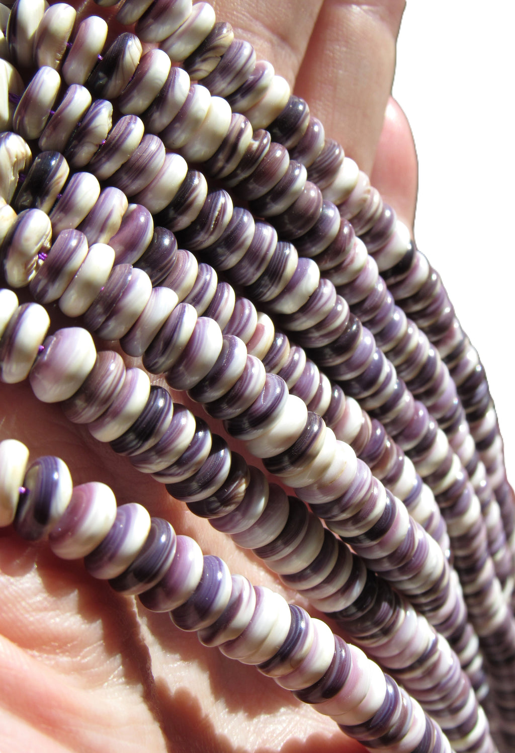 Wampum Rondelle Beads 8mm - Traditional Jewelry Making Supply