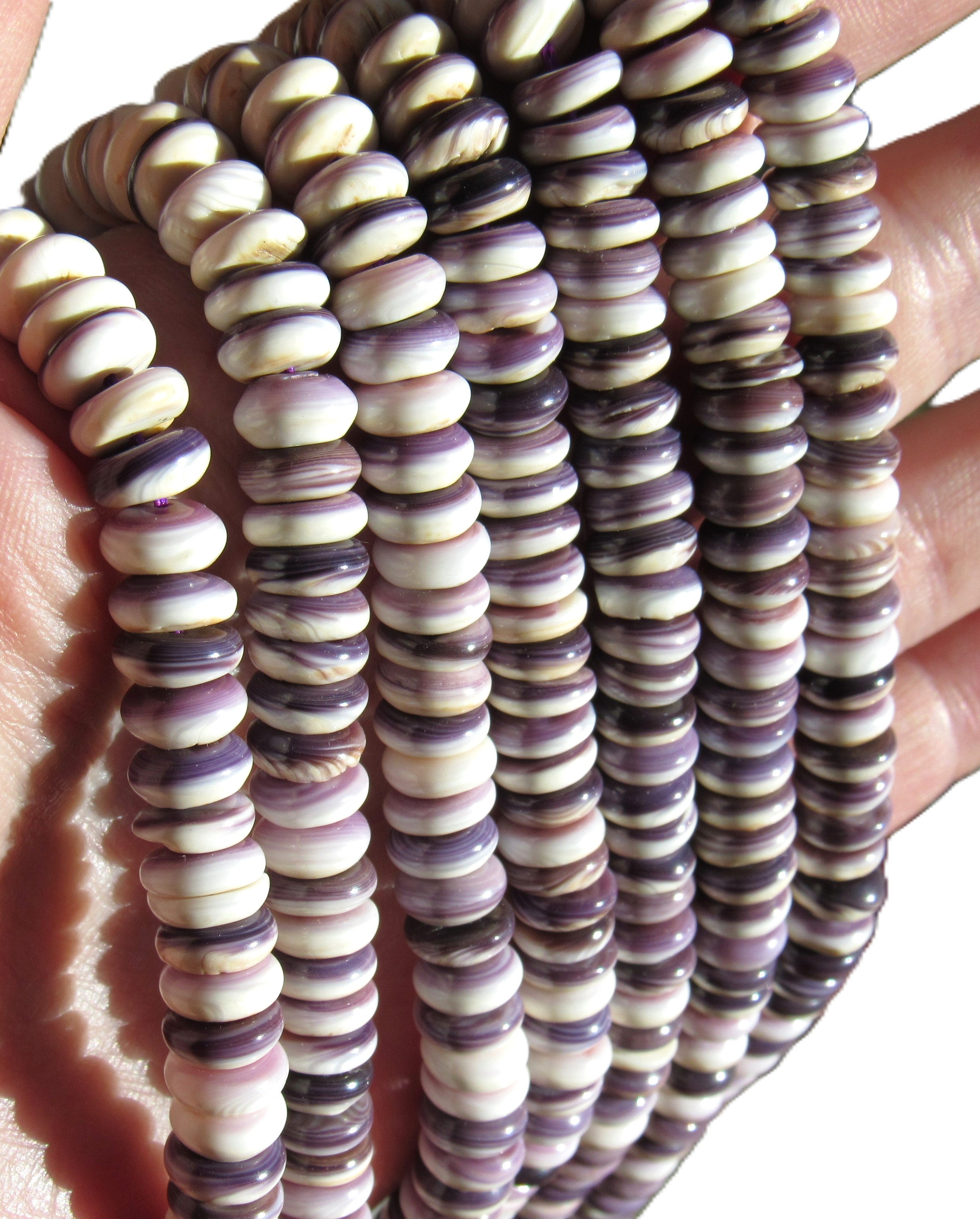 Wampum Rondelle Beads 8mm - Traditional Jewelry Making Supply