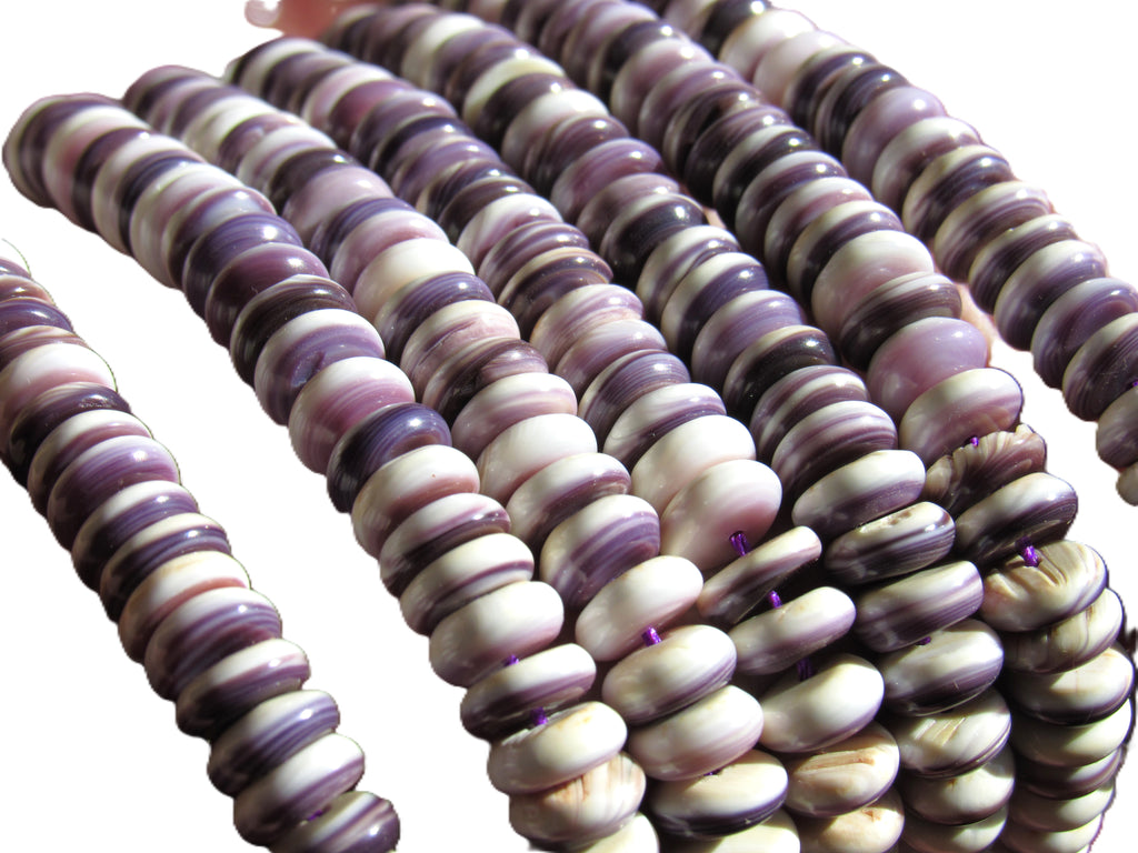 Wampum Rondelle Beads 8mm - Traditional Jewelry Making Supply