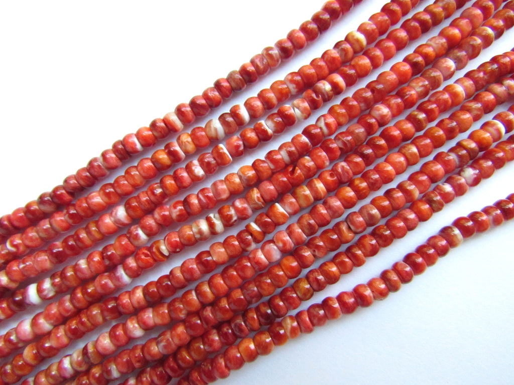 Rare Red Spiny Oyster Shell Beads 4mm Rondelle | Jewelry Making Supplies