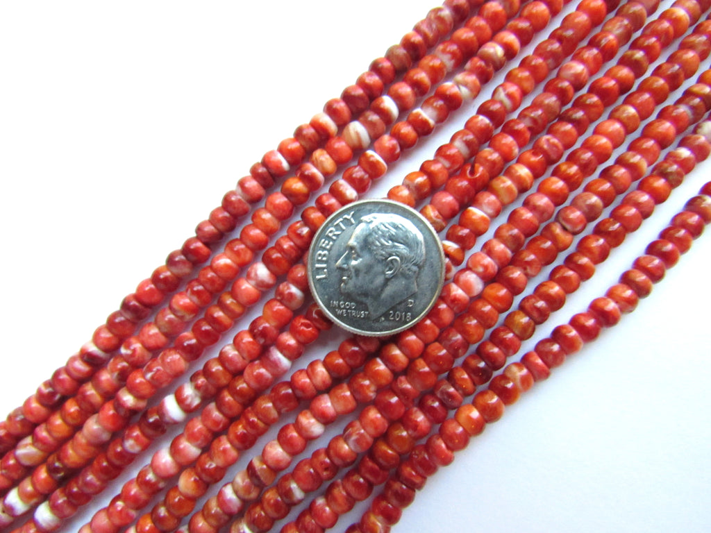 Rare Red Spiny Oyster Shell Beads 4mm Rondelle | Jewelry Making Supplies