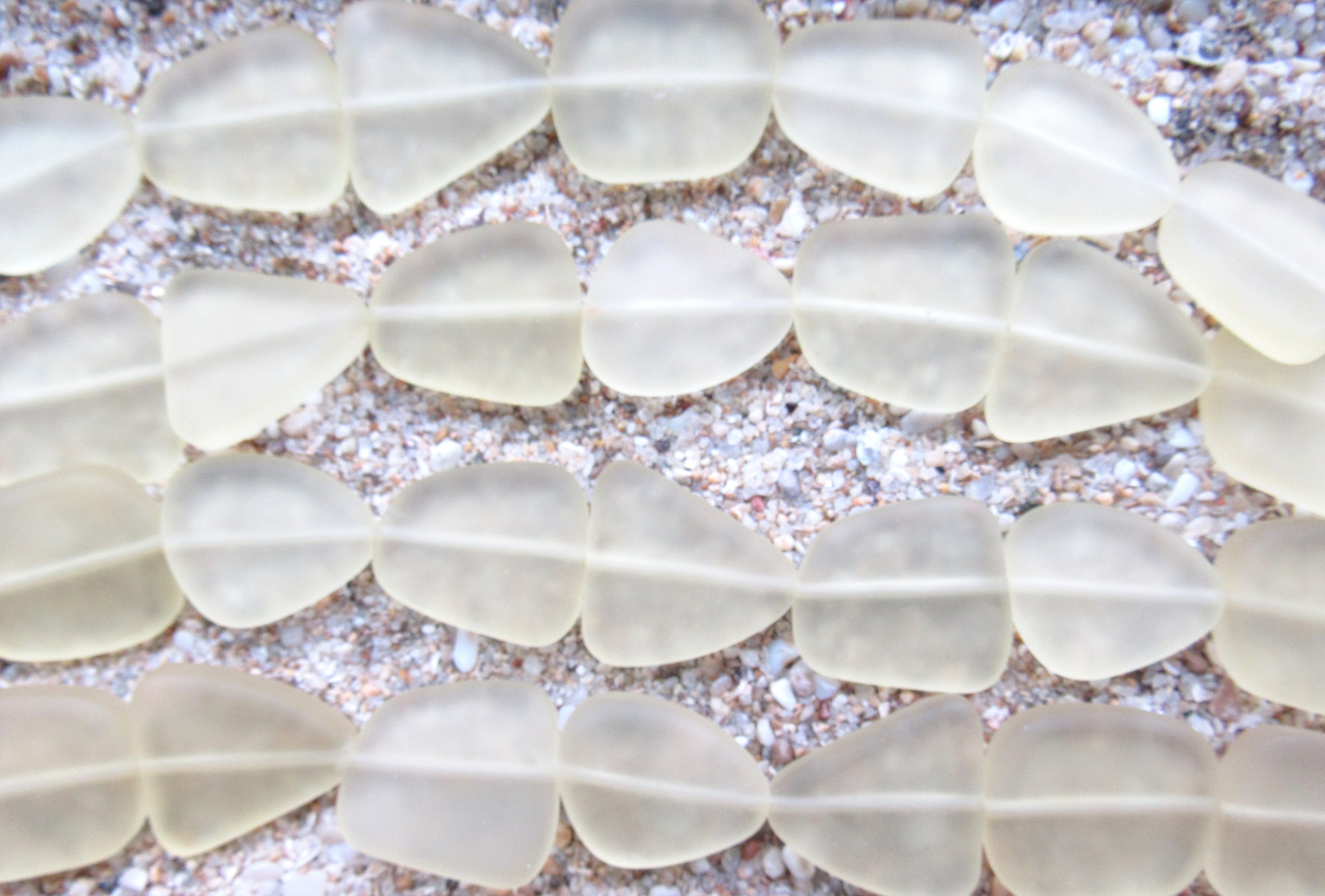 Cultured Sea Glass Beads 22-24mm Freeform - Clear Frosted