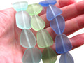 Aqua Blue Green 3 colors Cultured Sea Glass Beads: 22-24mm Jewelry Making Supply