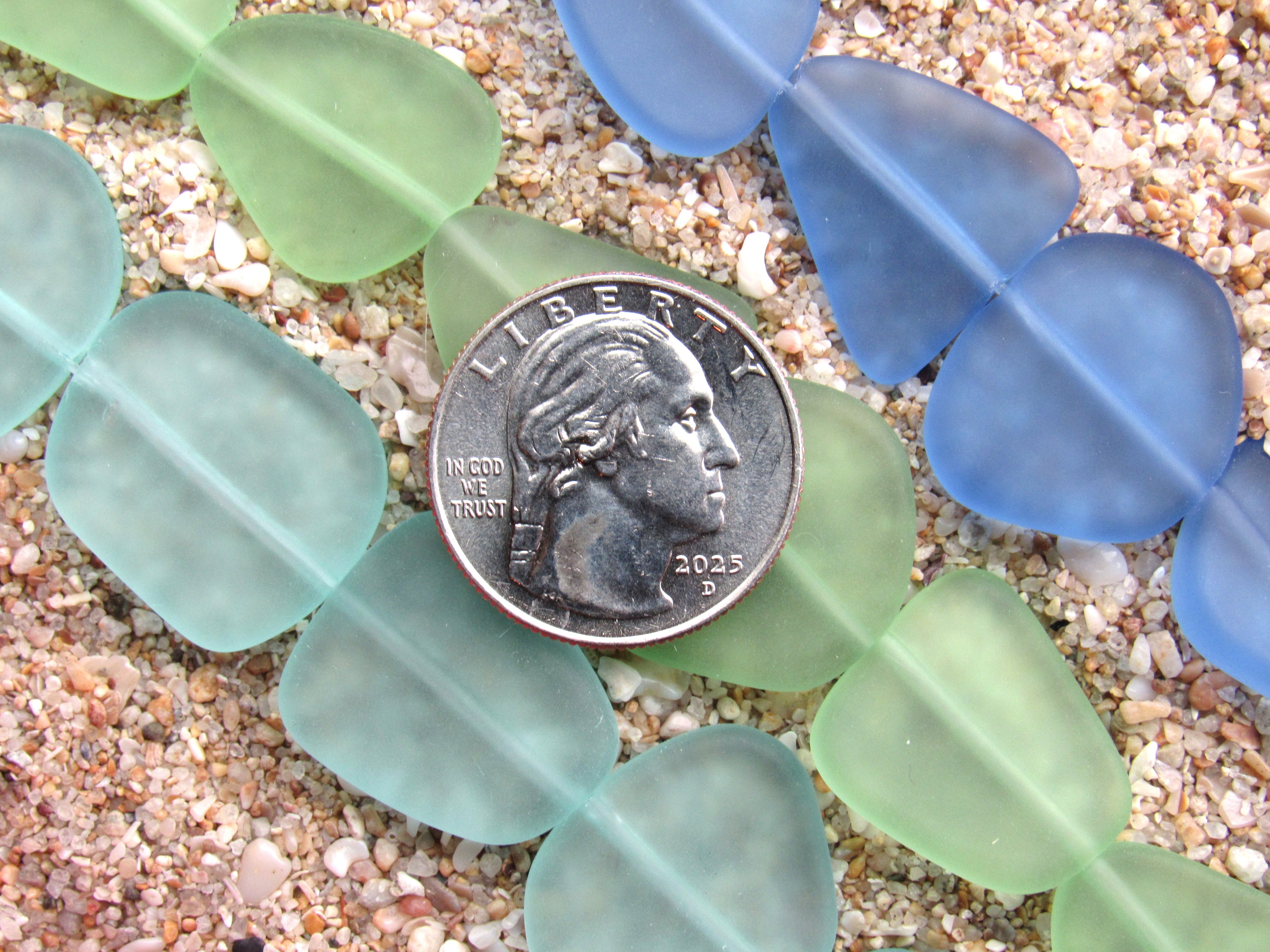 Aqua Blue Green 3 colors Cultured Sea Glass Beads: 22-24mm Jewelry Making Supply