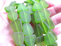 Cultured Sea Glass Beads 22-24mm Freeform - Olive Green Frosted