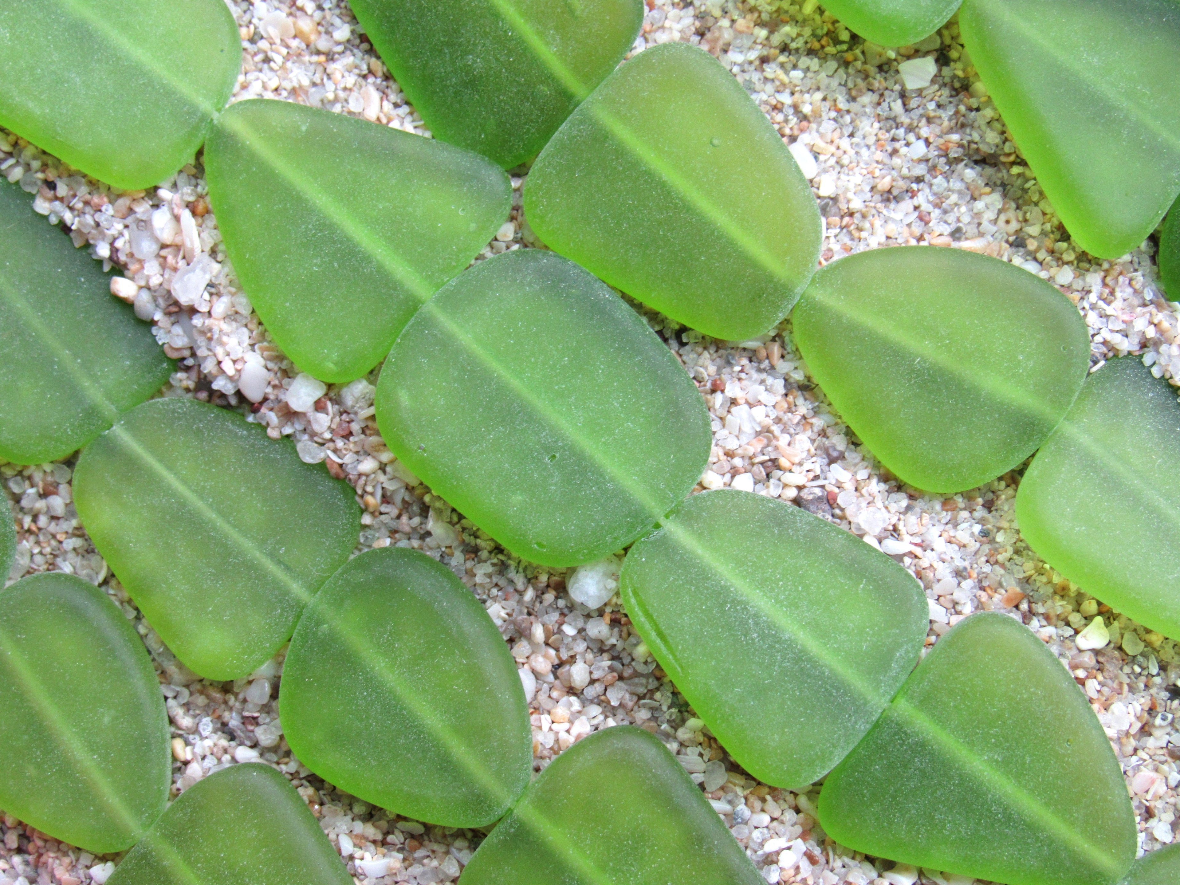 Cultured Sea Glass Beads 22-24mm Freeform - Olive Green Frosted